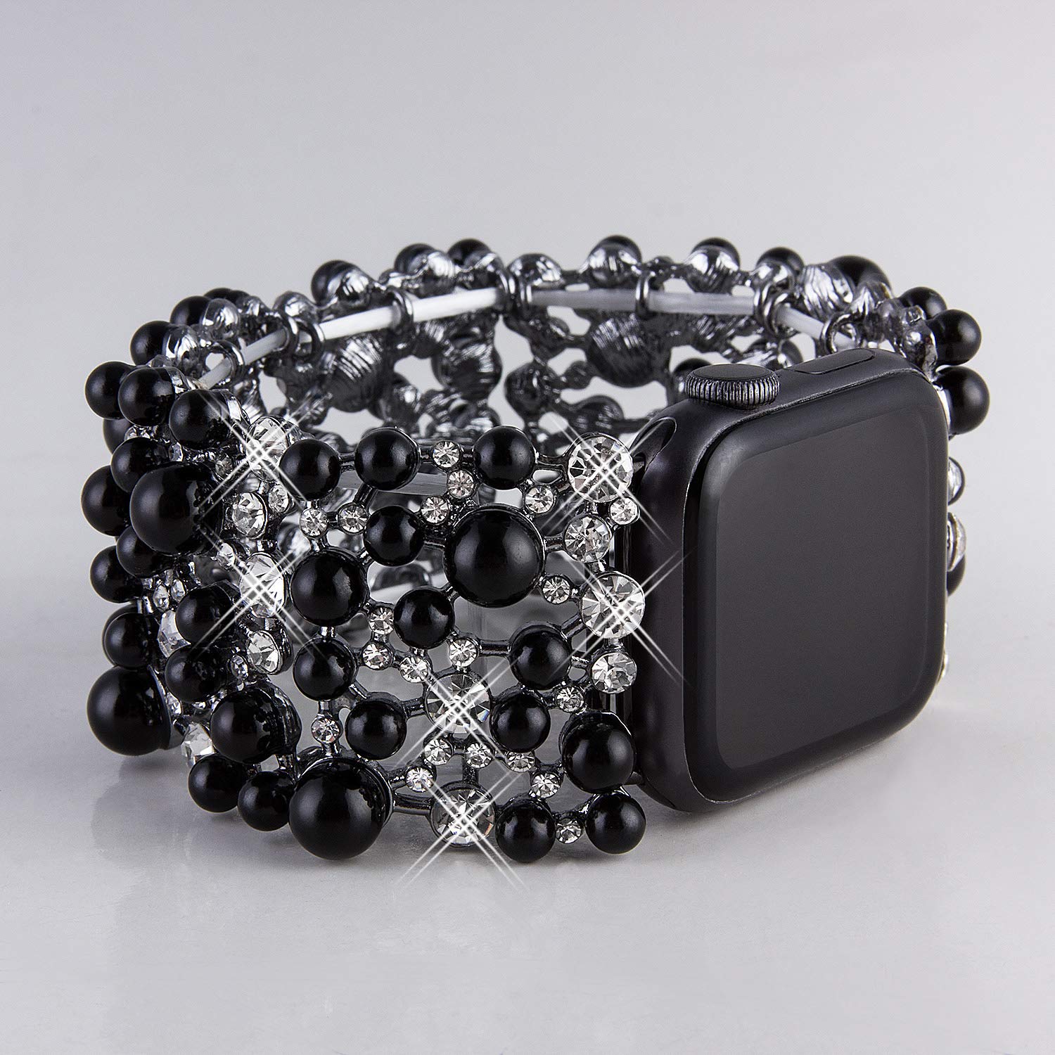 VIQIV Bling Bands for Apple Watch 38mm 40mm 41mm 42mm 44mm 45mm 49mm - Compatible with Series SE 9 8 7 6 5 4 3 2 Ultra - Diamond Rhinestone Metal Pearl Bracelet Strap for Women - Perfect for Parties, Weddings & Special Occasions