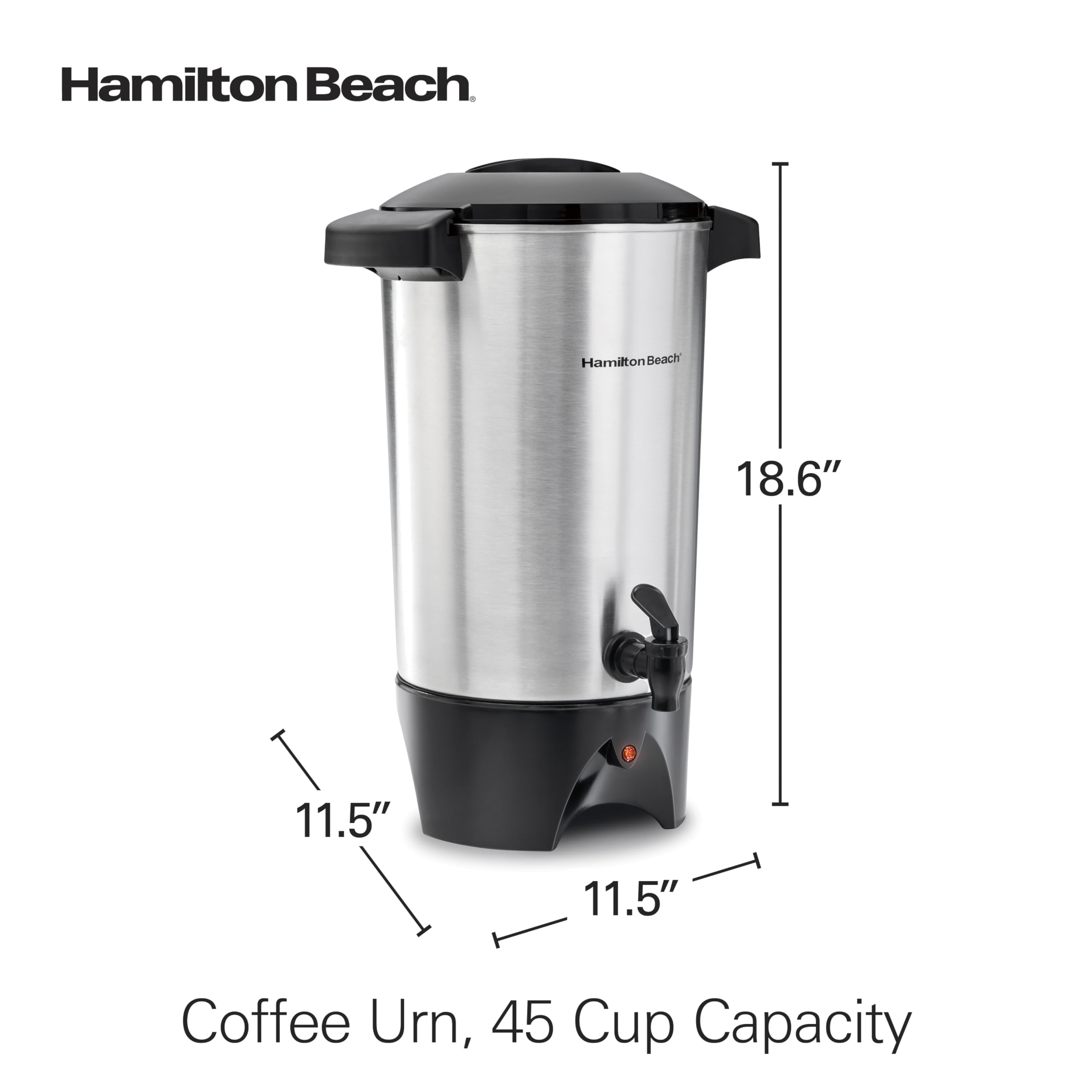 Hamilton Beach 45 Cup Commercial Coffee Urn & Hot Beverage Dispenser - Stainless Steel for Large Gatherings, Events & Catering Services