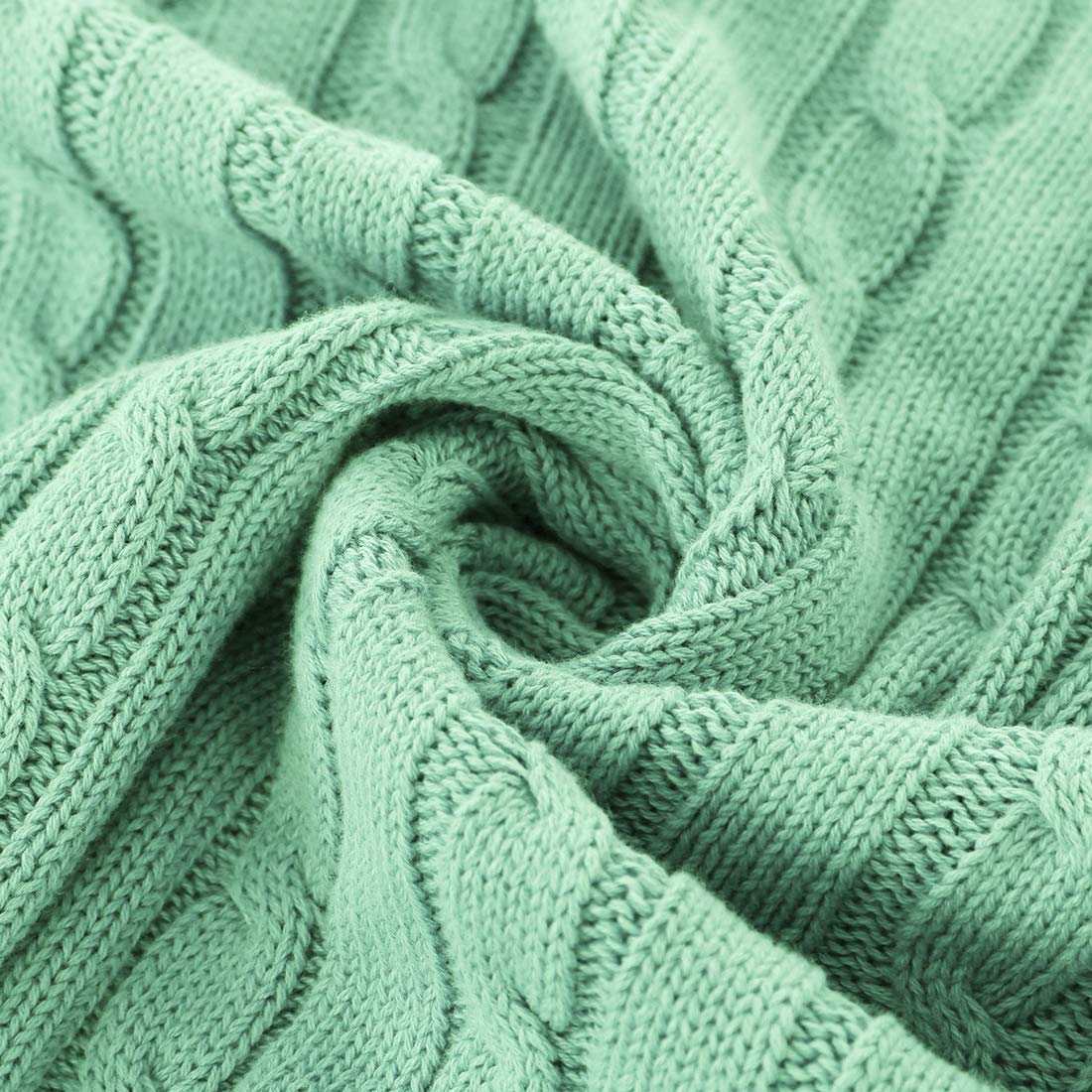Cozy Cable Knit Throw Blanket - Soft Cotton Washable Sofa & Bed Blanket - Warm Knitted Weave Pattern for Living Room, Bedroom & Travel