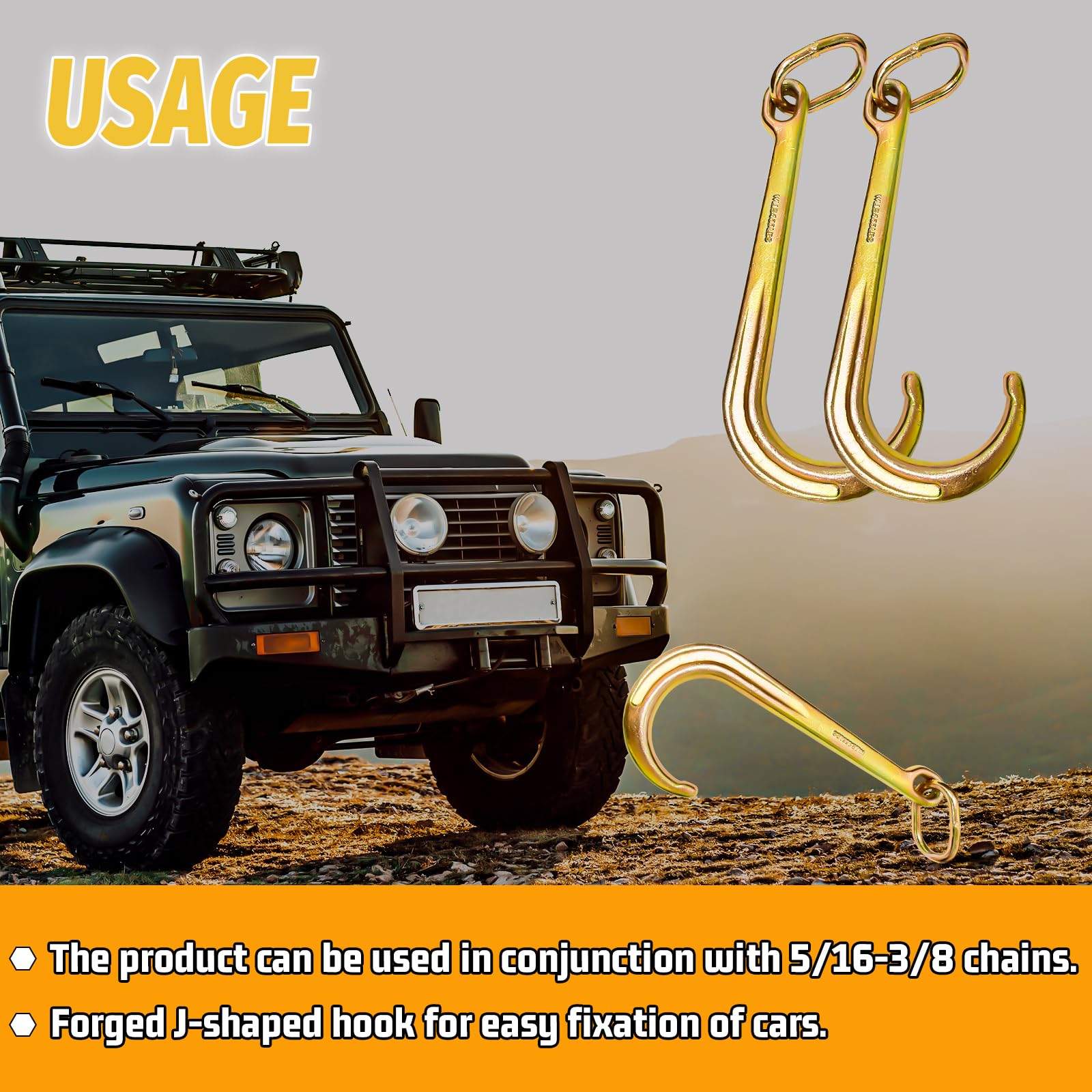 15 Inch Heavy Duty J Hook G70 Towing Hooks - 5400 Lbs Working Load Limit, Clevis Trailer Hooks for Coupling Link & Axle Strap - Ideal for Wrecker Rollback, Tow Chains, and Truck Equipment (Perfect for Trailers, Off-Road Recovery & Towing Operations)