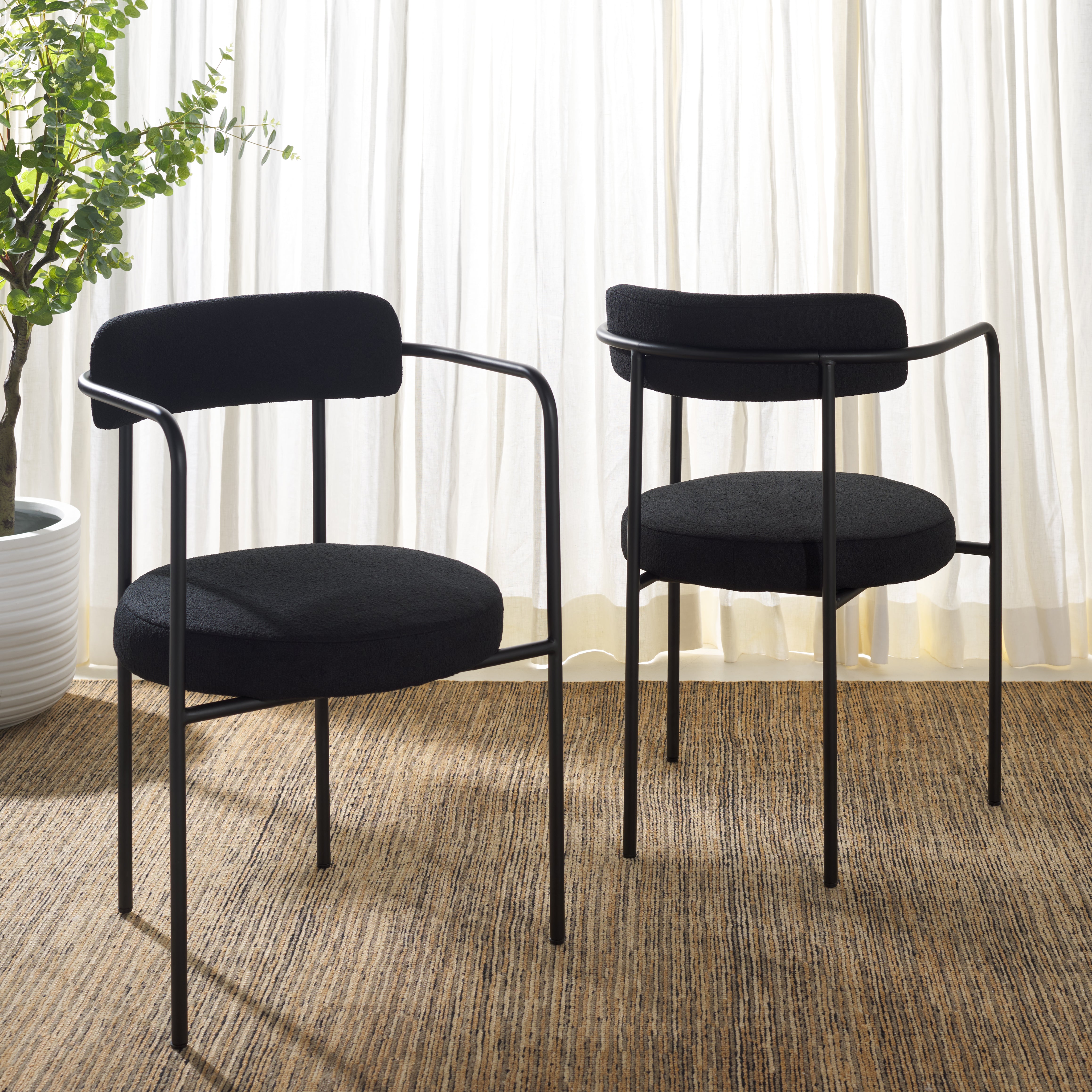 Safavieh Andrean Dining Arm Chair Set of 2 - Modern Upholstered Side Chairs with Wooden Legs (DCH3901) | Perfect for Kitchen, Dining Room & Breakfast Nook