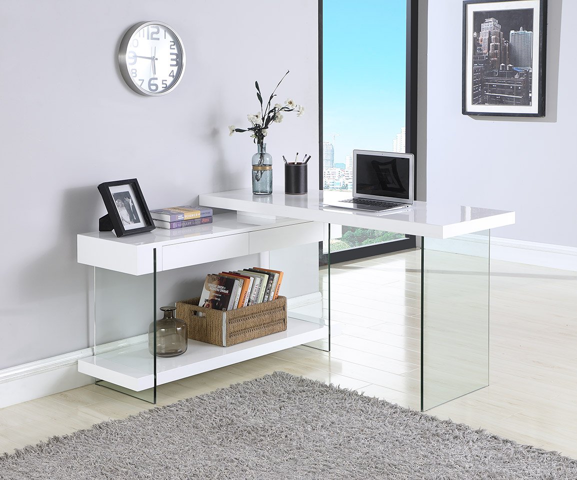 Milan Abbie White Motion Home Office Desk - Adjustable Height Standing Desk for Work from Home, Study & Gaming - Ergonomic Computer Desk with Smooth Electric Motor for Small Spaces & Modern Offices