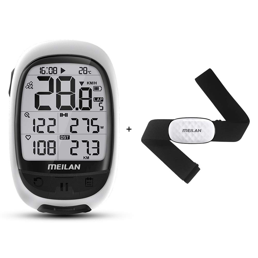 MEILAN Oval Bike Computer with C5 Heart Rate Monitor - Wireless Cycling GPS Speedometer & Cadence Tracker for Road & Mountain Bikes - Perfect for Training, Racing & Outdoor Fitness Tracking