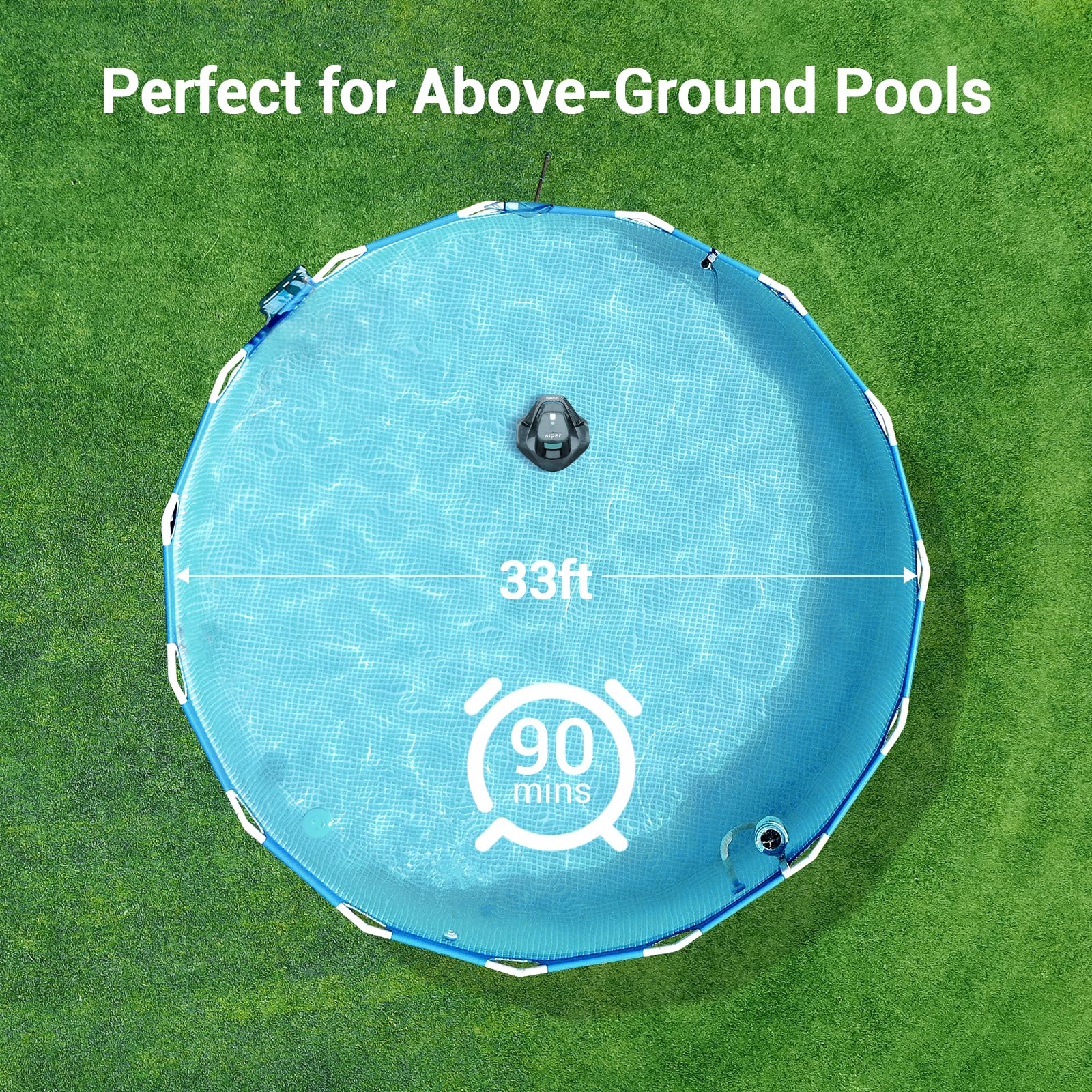 AIPER Seagull SE Cordless Robotic Pool Cleaner - Dual-Drive Motor Automatic Pool Vacuum with Self-Parking | Lightweight Design for Above Ground & Inground Pools up to 40ft | 90 Min Runtime | Ideal for Residential Backyard, Vacation Homes & Community Swimming Pools