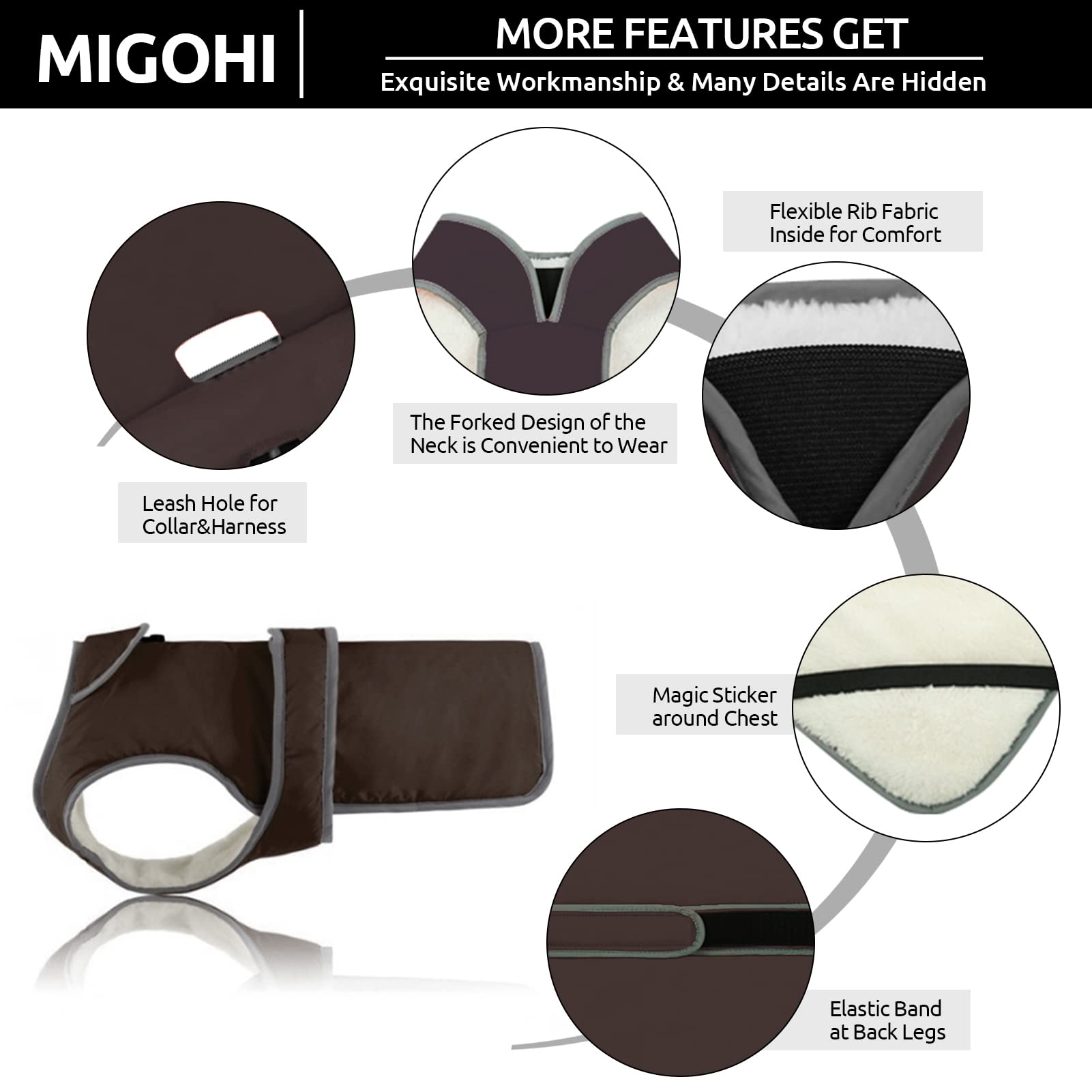 MIGOHI Reflective Dog Coat - Waterproof Windproof Winter Jacket for Small Medium Large Dogs, Fleece Lined Reversible Snowsuit with Stormguard Technology - Keep Your Pet Warm & Safe in Cold Weather, Snowy Walks & Outdoor Adventures