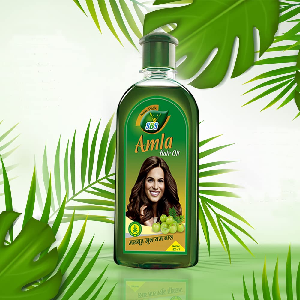 SBS Amla Hair Oil - 100% Pure Indian Gooseberry Oil for Scalp Nourishment & Hair Growth (500ml) | Natural Ayurvedic Treatment for Dry, Damaged Hair | Perfect for Daily Hair Care & Scalp Massage