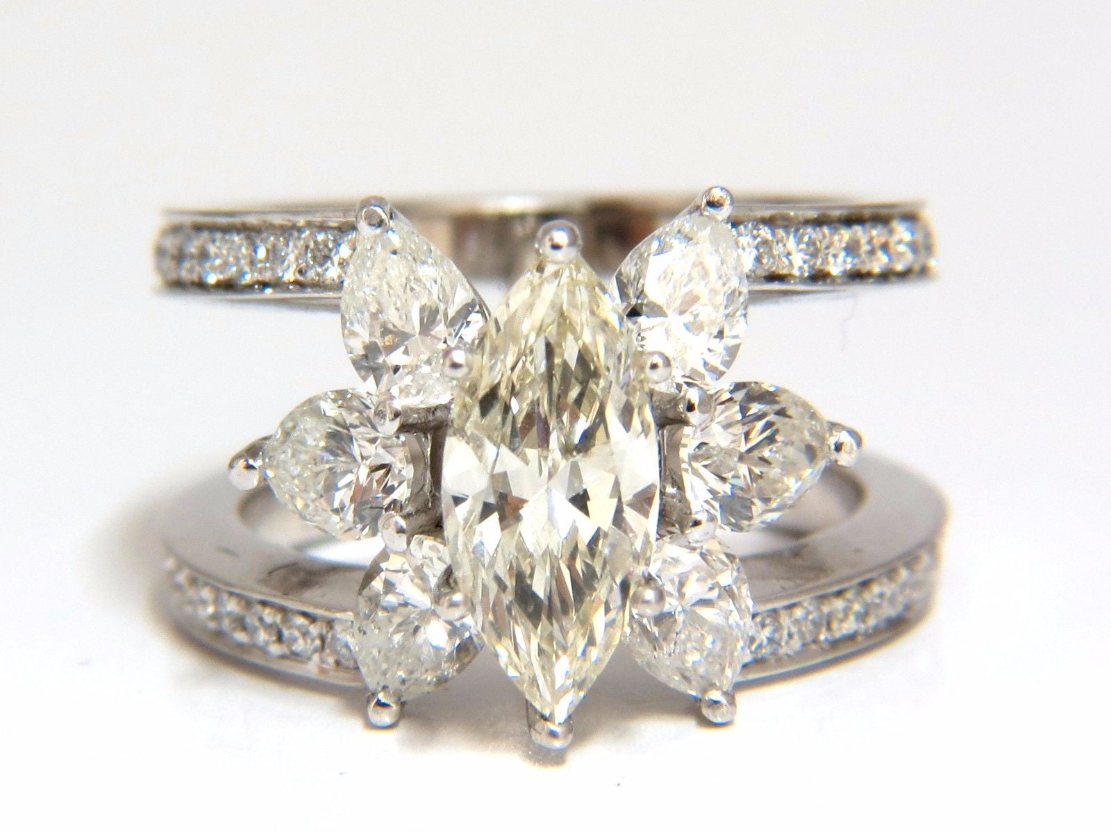 4.12ct Natural Marquise & Pear Diamond Eternity Ring - Elegant Cocktail Ring for Women, Wedding, Anniversary & Special Occasions