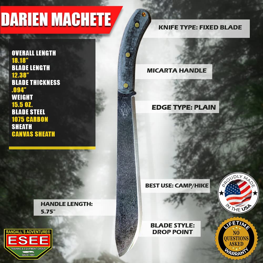 ESEE EXPAT Darien Machete with Durable Nylon Sheath - Premium Outdoor Survival Knife for Camping, Bushcraft & Wilderness Adventures