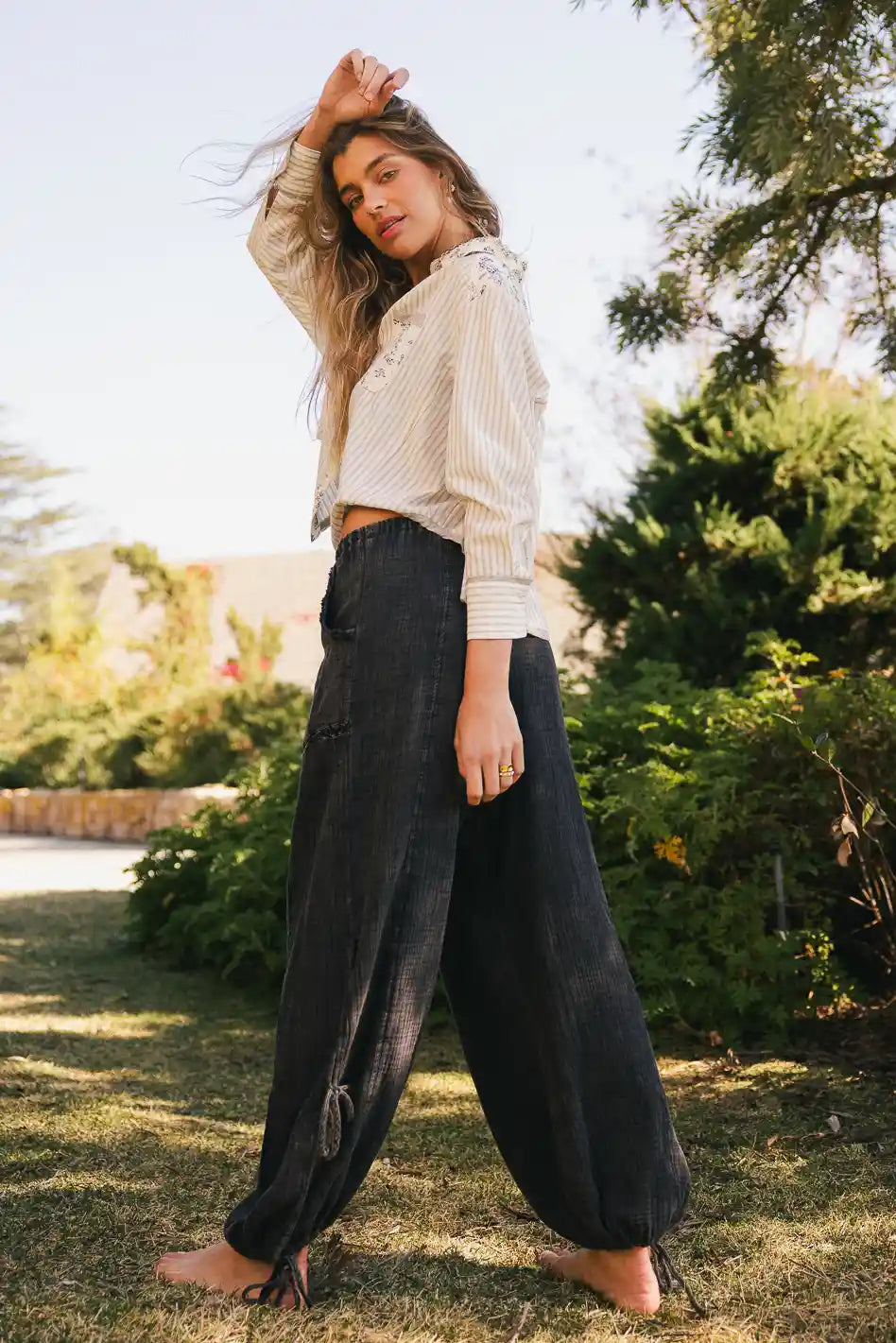 Avery Crinkle Joggers for Women - Soft Black High Waisted Lounge Pants with Elastic Waistband | Perfect for Yoga, Running, Travel & Casual Wear