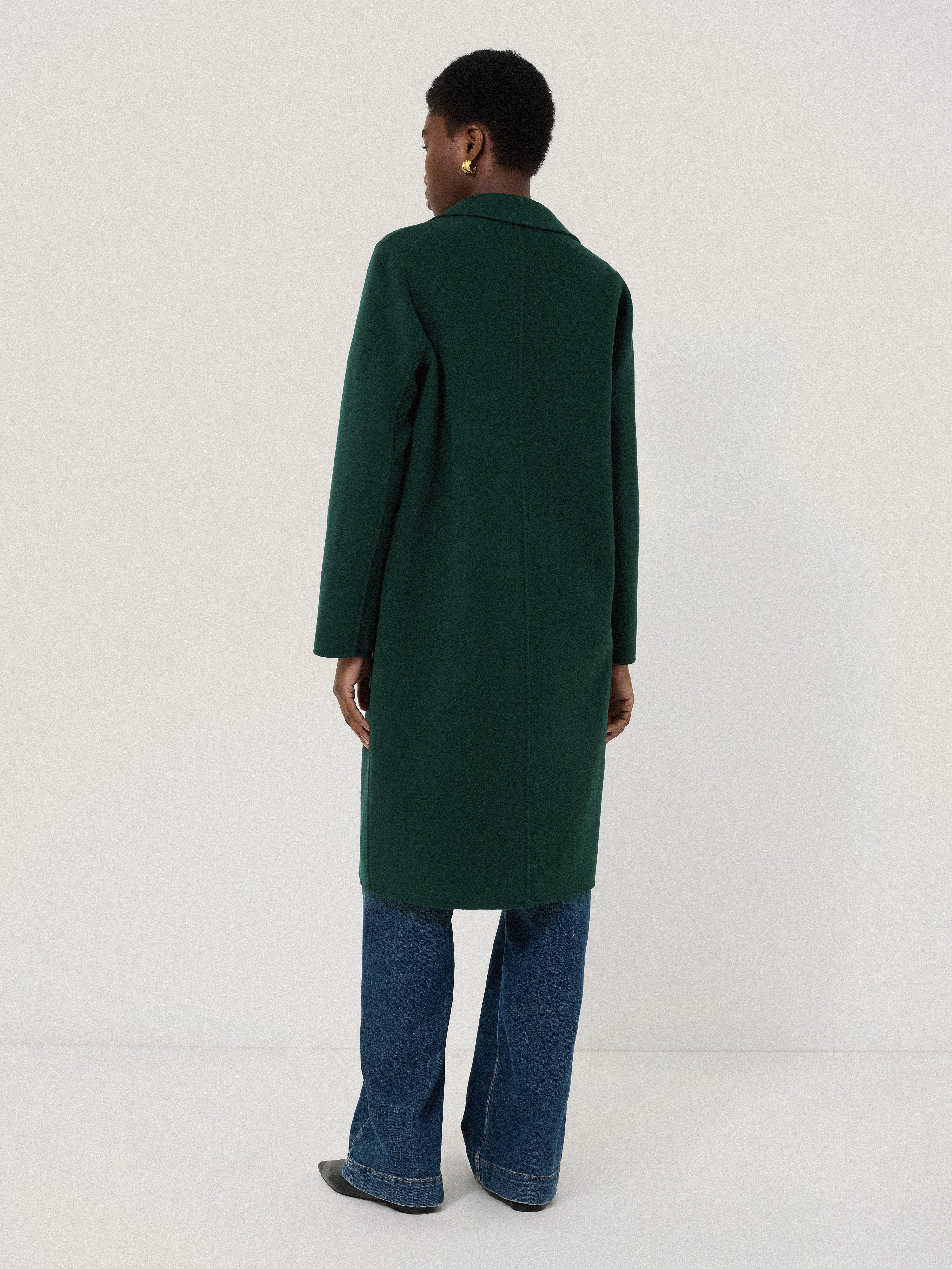 Double Faced Tailored Coat for Women - Green Wool Blend Winter Coat with Notched Lapel | Perfect for Office, Business Meetings & Formal Events