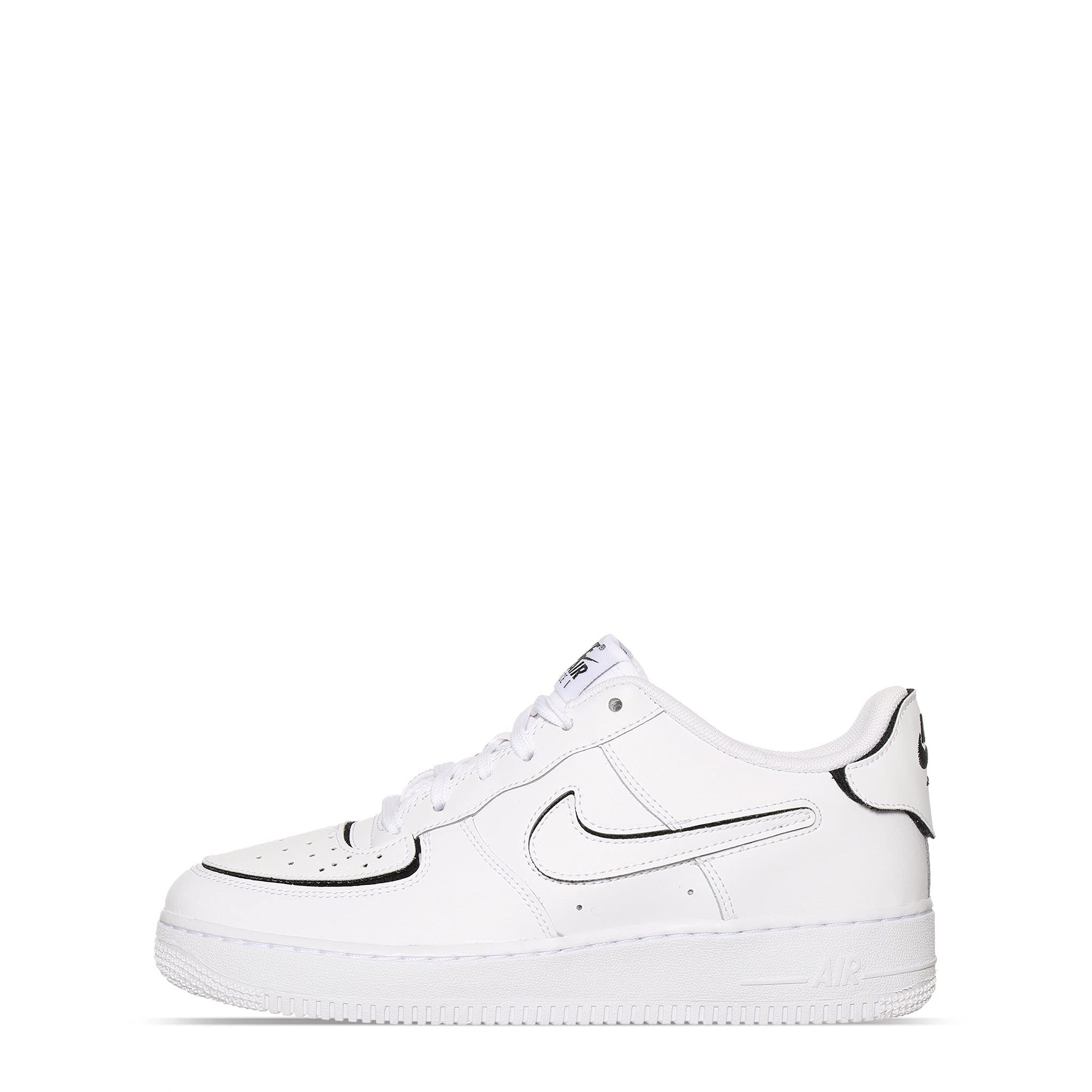 Nike Air Force 1 Big Kids' Casual Sneakers - White & Black (CT3840-100) | Comfortable School Shoes & Everyday Wear for Boys and Girls