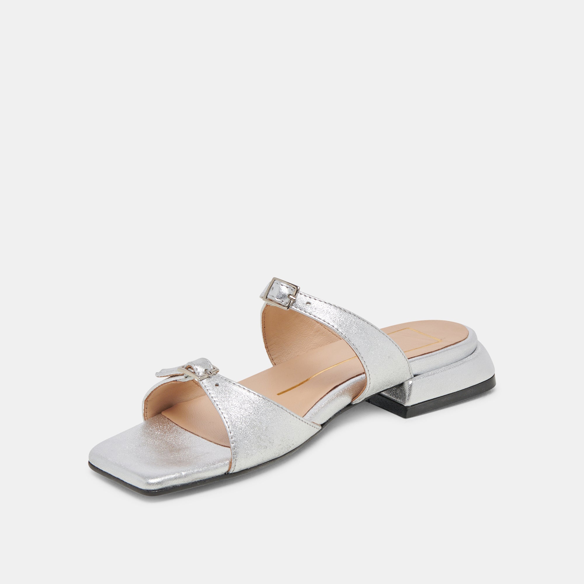 LAVERN Women's Sandals - Silver Metallic Leather Strappy Heels for Summer, Beach, and Casual Outfits