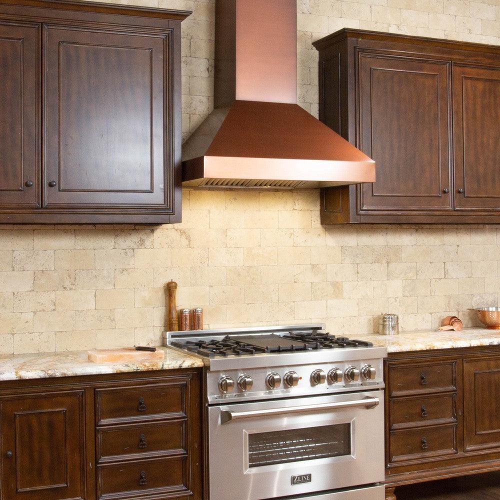 ZLINE 8667C Convertible Designer Series Copper Wall Mount Range Hood - Premium Kitchen Ventilation for Modern Homes | Perfect for Cooking, Baking & Grilling