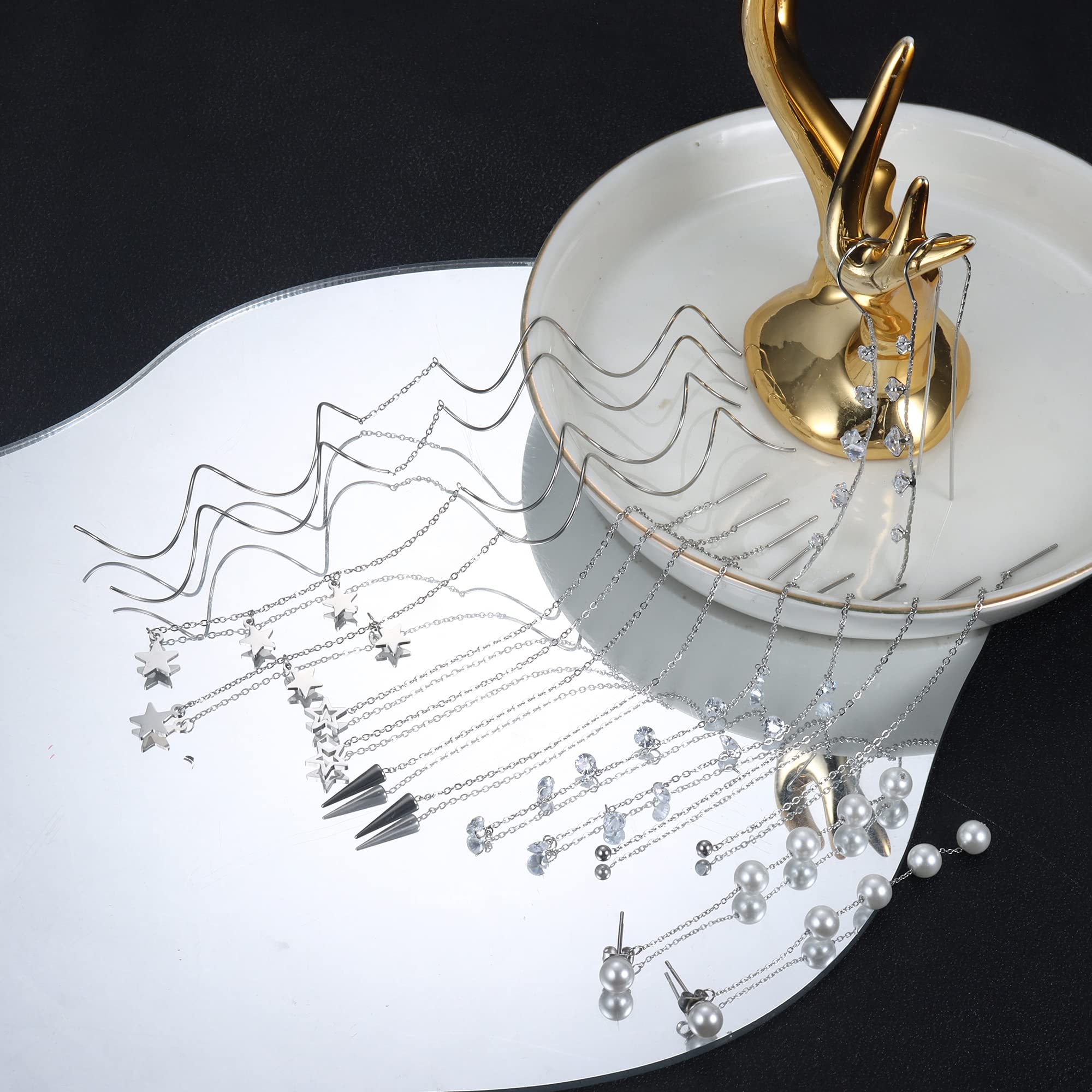 8 Pairs Stainless Steel Threader Dangle Earrings for Women - 316L Lightweight Chain Tassel Drop Earrings Set with Double Twist Wave Design | Perfect for Parties, Weddings, and Everyday Fashion Accessories