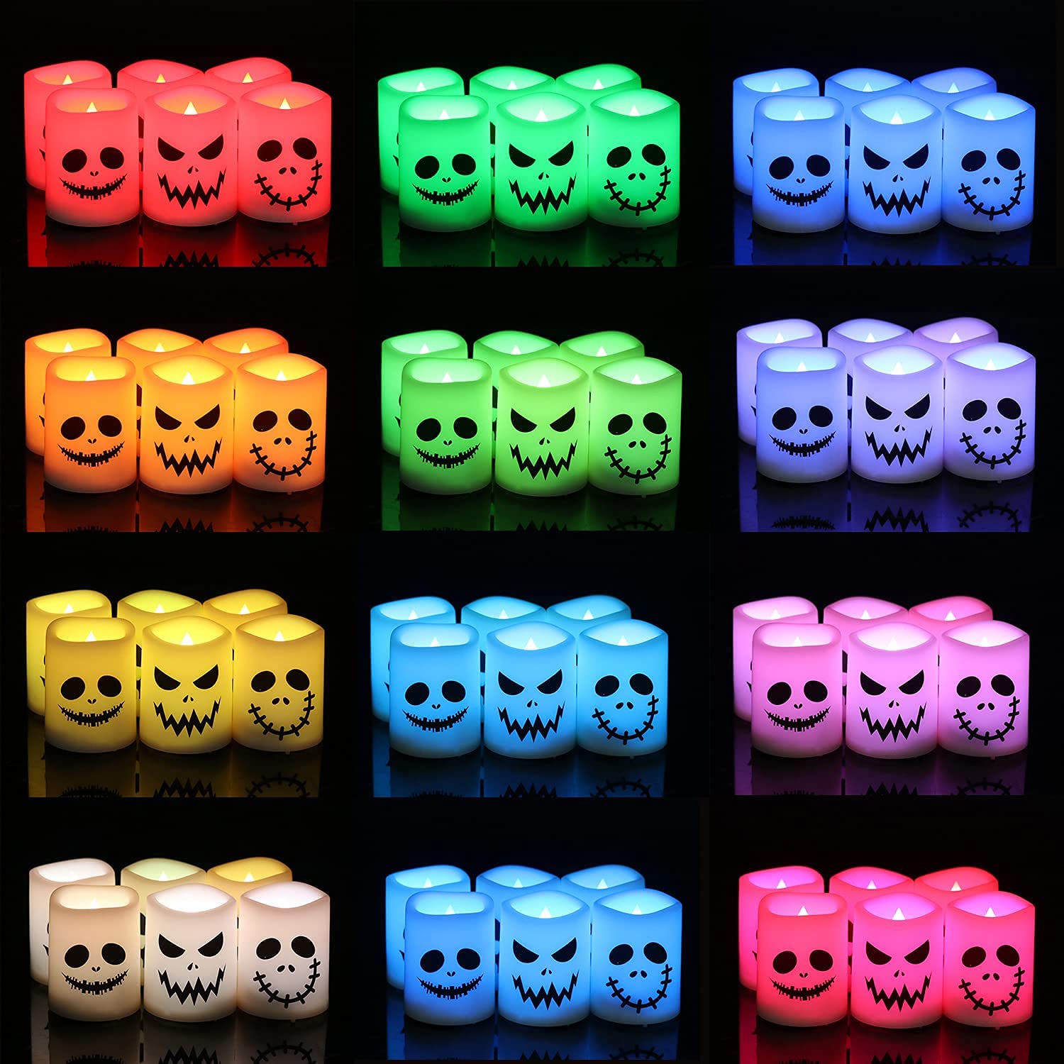 Flameless LED Votive Candles for Halloween - Color Changing with Remote Timer & 8-Hour Timer - Perfect for Halloween Decor, Parties, Home & Outdoor Decorations