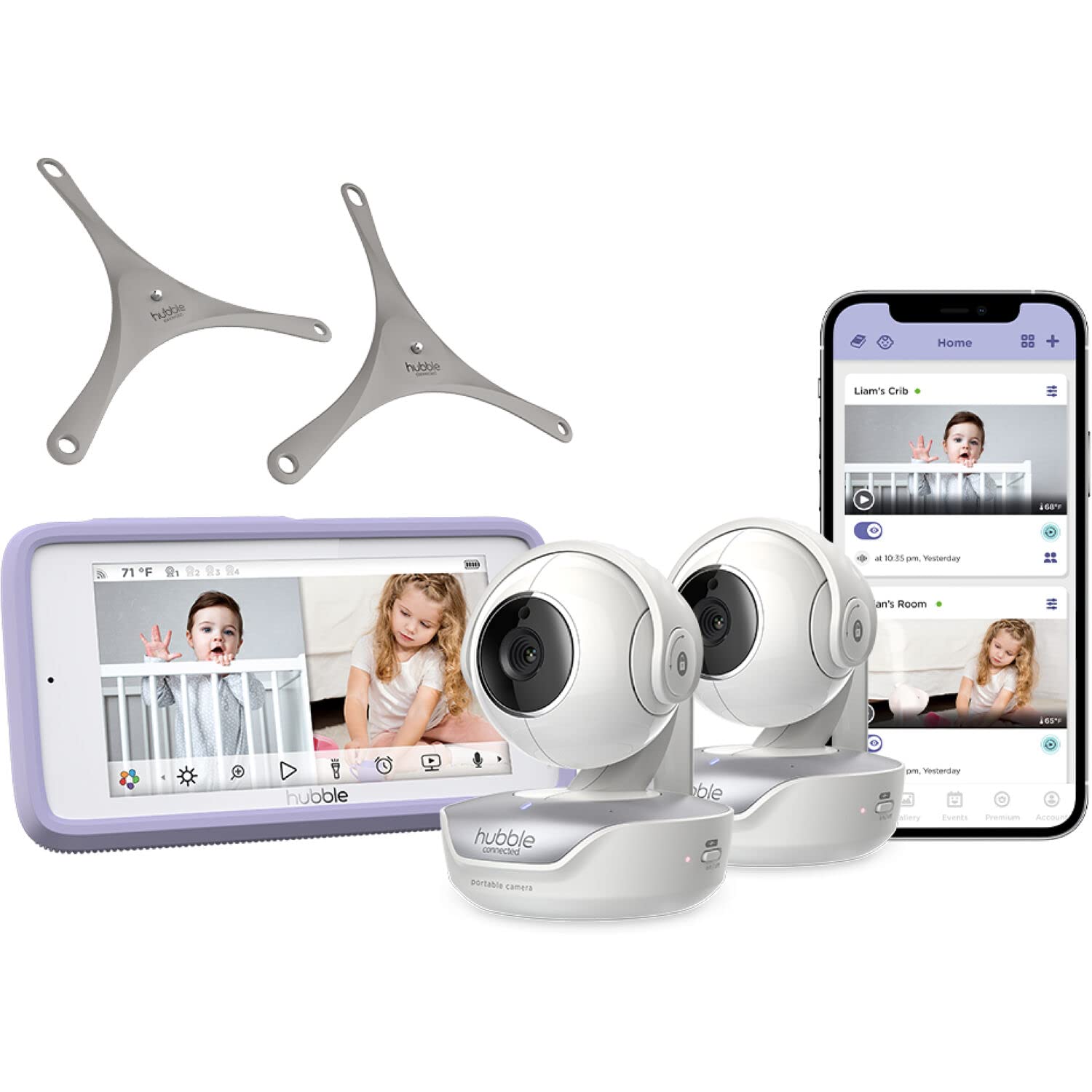 Hubble Connected Nursery Pal Deluxe Twin Smart Baby Monitor - Wireless Wi-Fi HD Camera with 5