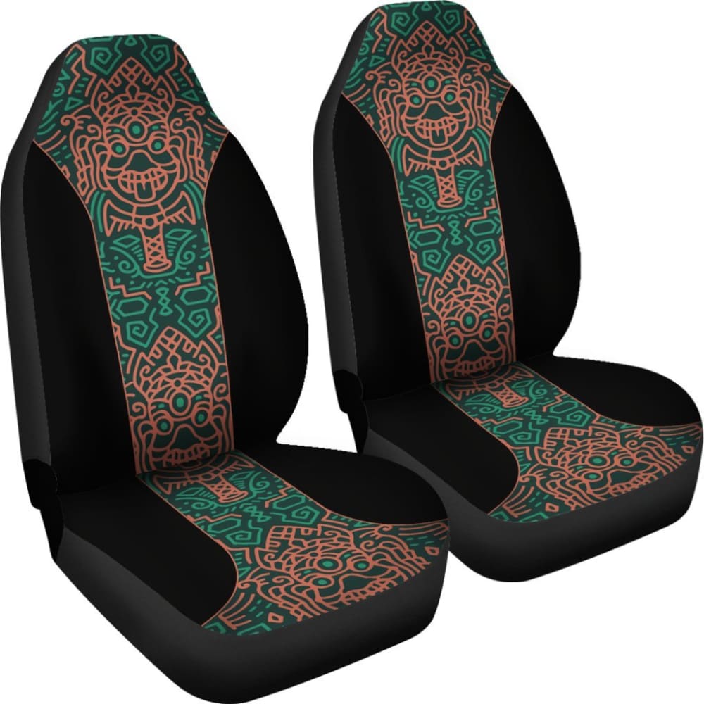Premium Aztec Elephant Print Car Seat Covers - Black, Burnt Orange & Green - Universal Fit for Cars, Trucks & SUVs - Perfect for Road Trips, Daily Commutes & Adventure Travel