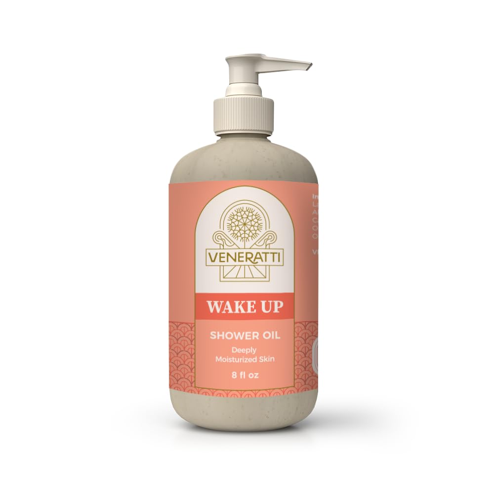 Wake Up Shower Body Oil to Foam Cleanser - Hydrating Body Wash with Almond Oil, Hazelnut Oil & Orange Oil for Dry & Sensitive Skin - Vegan, Made in USA | Perfect for Morning Showers & Spa-Like Skin Care Routine