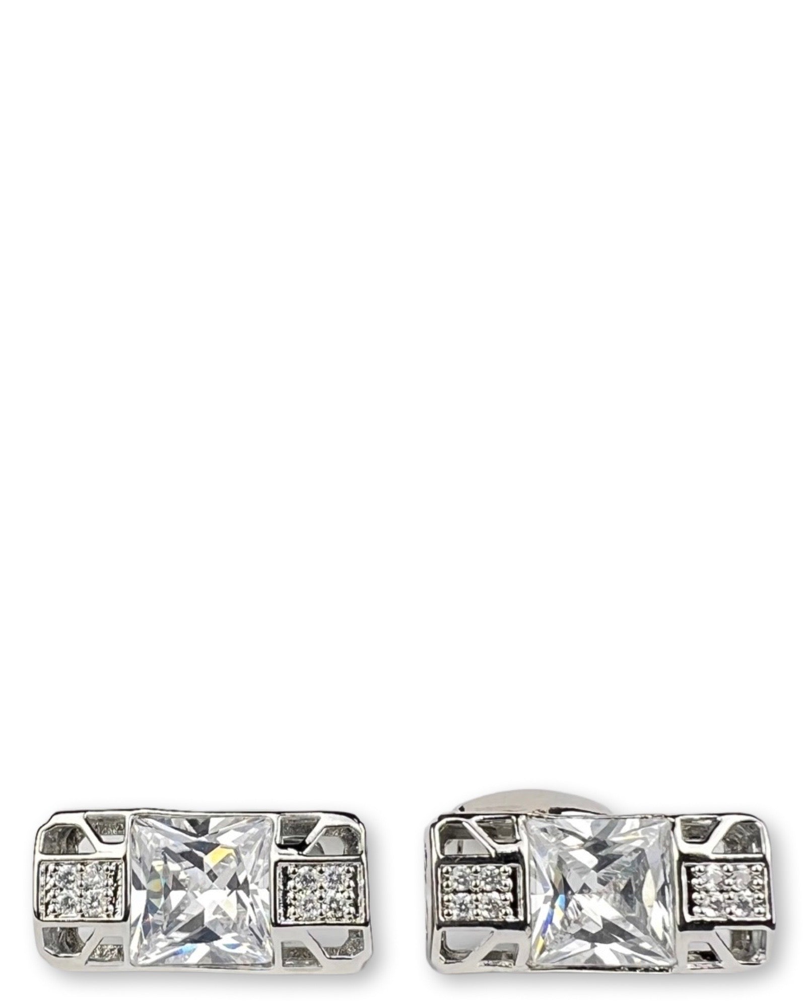DÉCLIC Diamond Bar Cufflinks - Sterling Silver Men's Dress Accessories for Weddings, Business & Formal Events
