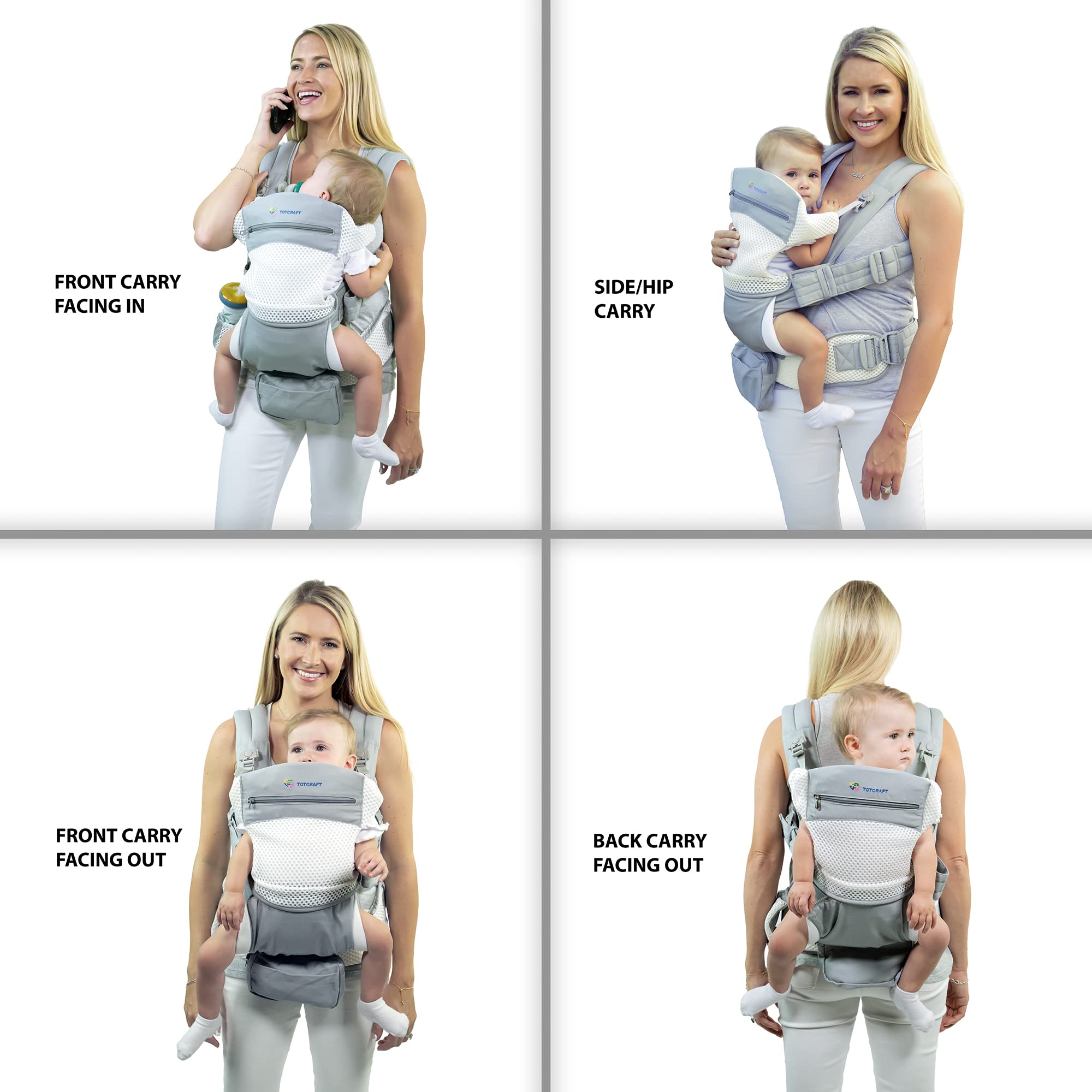 Organic Baby Carrier for Newborn to Toddler - Ergonomic Infant & Child Carrier with Lumbar Support for Men & Women - Lightweight Baby Backpack for Hiking & Travel - Breathable Mesh Grey - Perfect for Outdoor Adventures and Daily Parenting