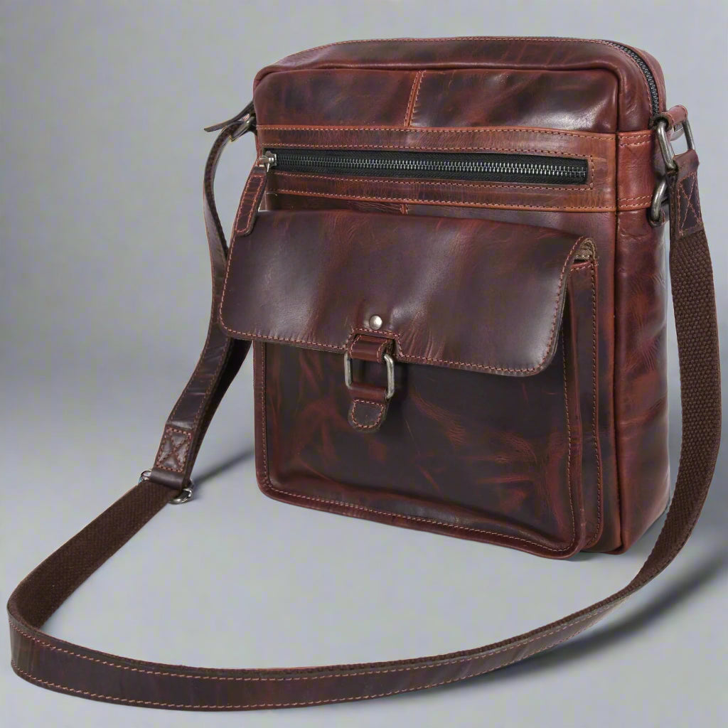 Premium Manhattan Leather Satchel - Genuine Buffalo Leather Crossbody Bag for Men & Women | Stylish Everyday Carry for Work, Travel & Casual Outings