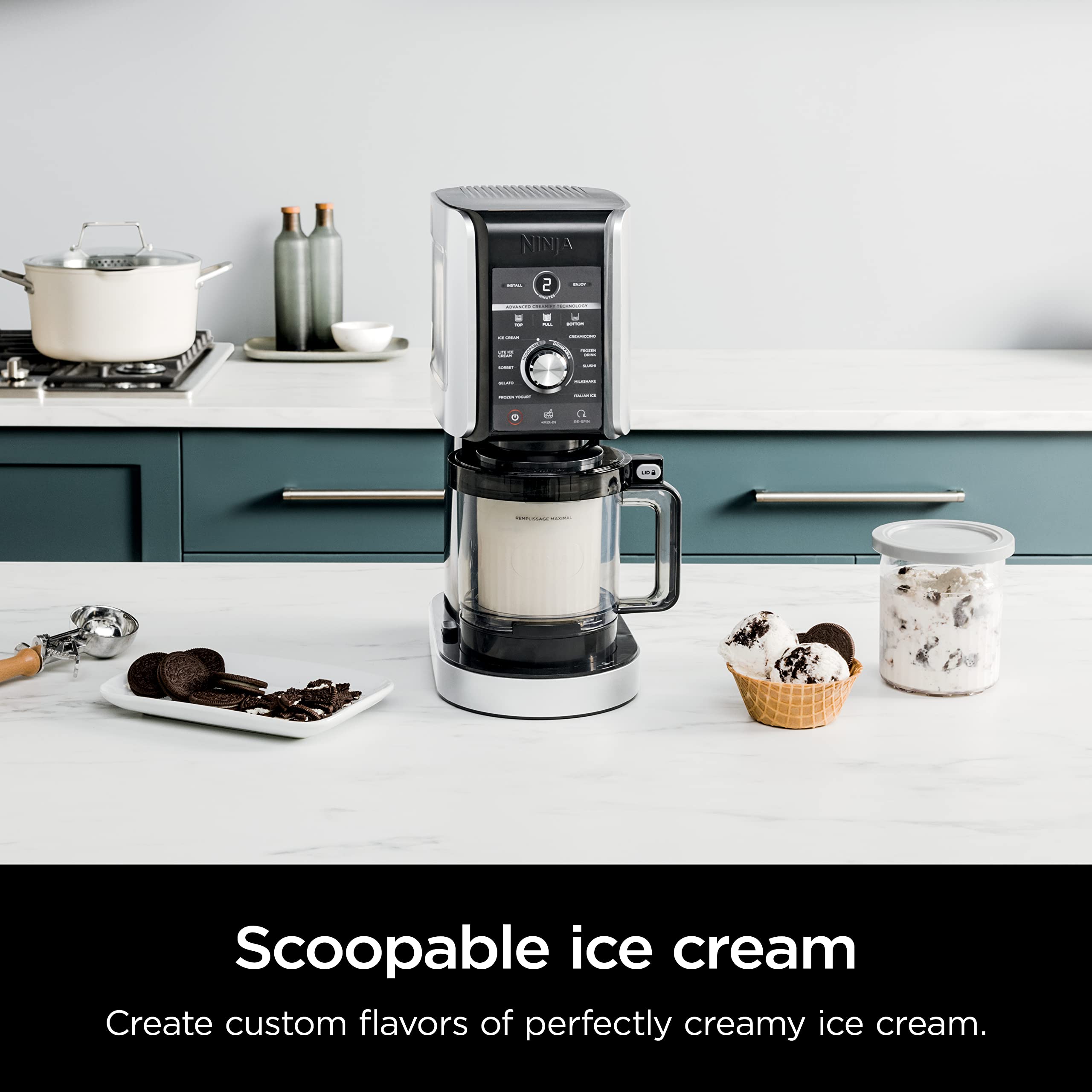 Ninja CREAMi Deluxe 11-in-1 Ice Cream Maker Machine - Make Homemade Ice Cream, Sorbet, Frozen Yogurt, Milkshakes & More with 2 XL Pint Containers (Canadian Version NC501C) - Perfect for Family Desserts, Summer Treats & Healthy Frozen Snacks
