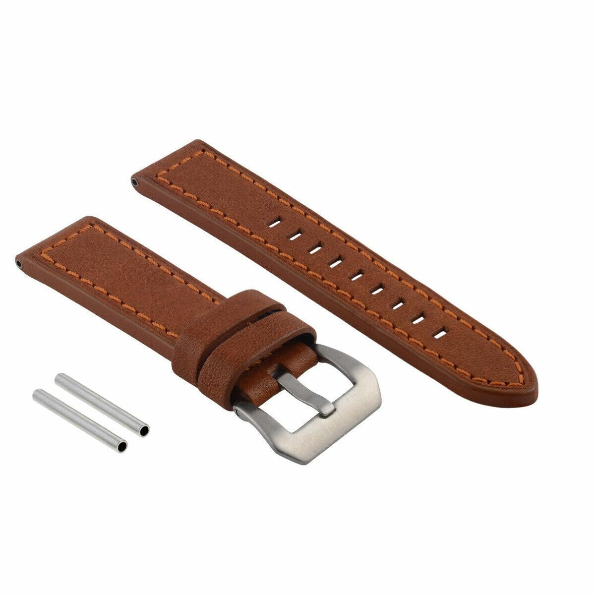 24mm Genuine Cow Leather Watch Band Strap Replacement for Lum-Tec Watches - Tan Brown Classic Style | Perfect for Business, Casual Wear & Gift Giving