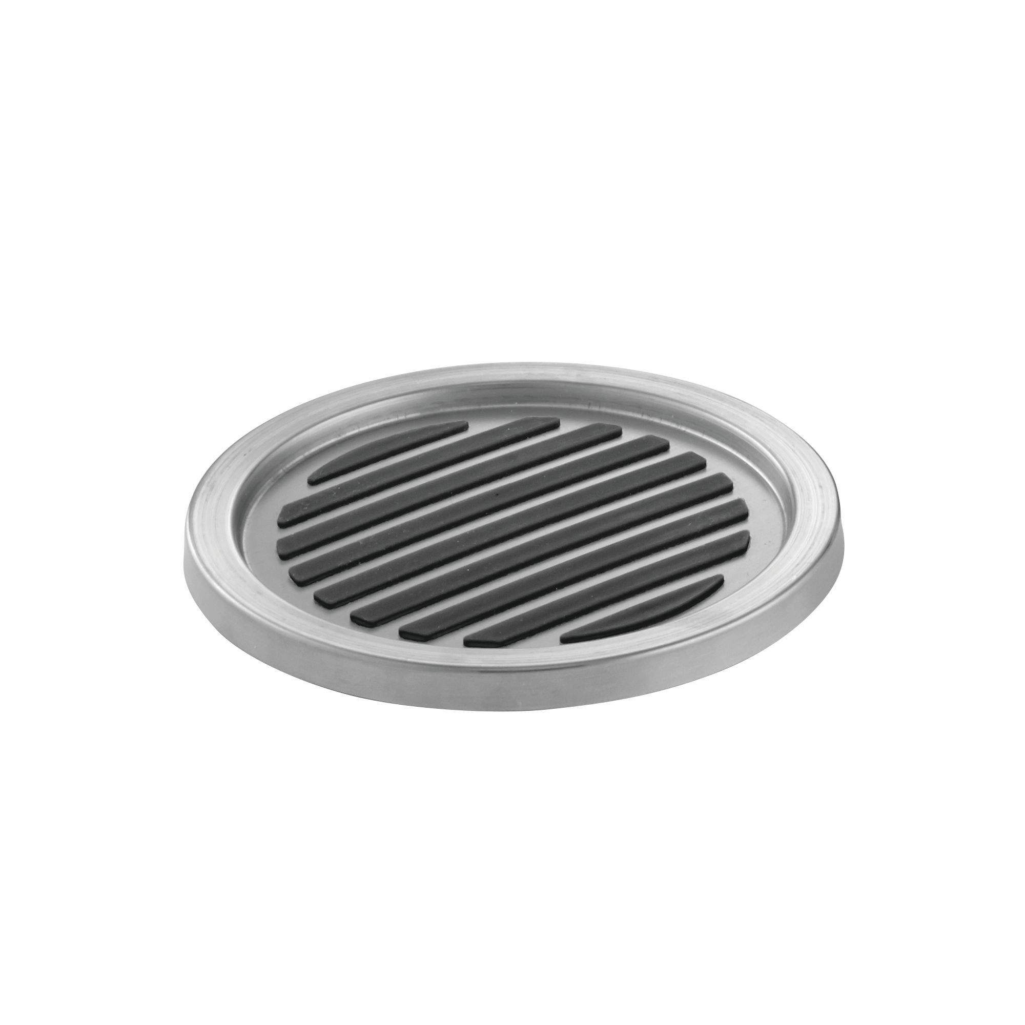 iDesign Forma Brushed Stainless Steel Drink Coasters Set of 4 - Elegant Black Coasters for Hot & Cold Beverages - Perfect for Kitchen, Dining Room, Coffee Table, Bar, Office & Outdoor Use - Protects Countertops from Water Rings & Stains