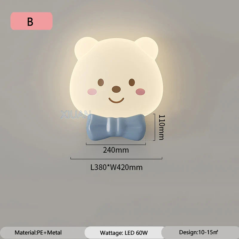 Bear Sleeping in Moon LED Ceiling Light - Cute Night Light for Kids Bedroom & Nursery - Perfect for Bedtime Stories & Relaxing Ambience