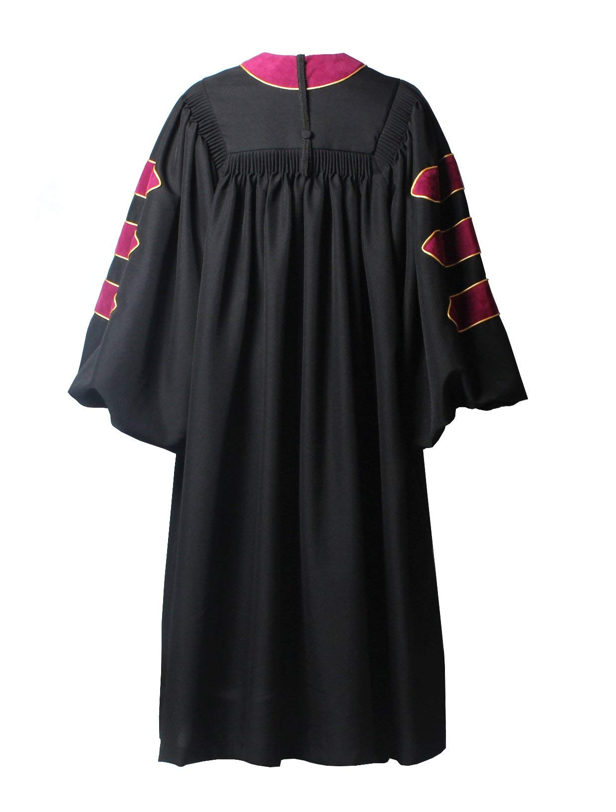 Premium Doctoral Graduation Gown with Velvet Trim - PhD Graduation Regalia for Academic Ceremonies & Professional Photos