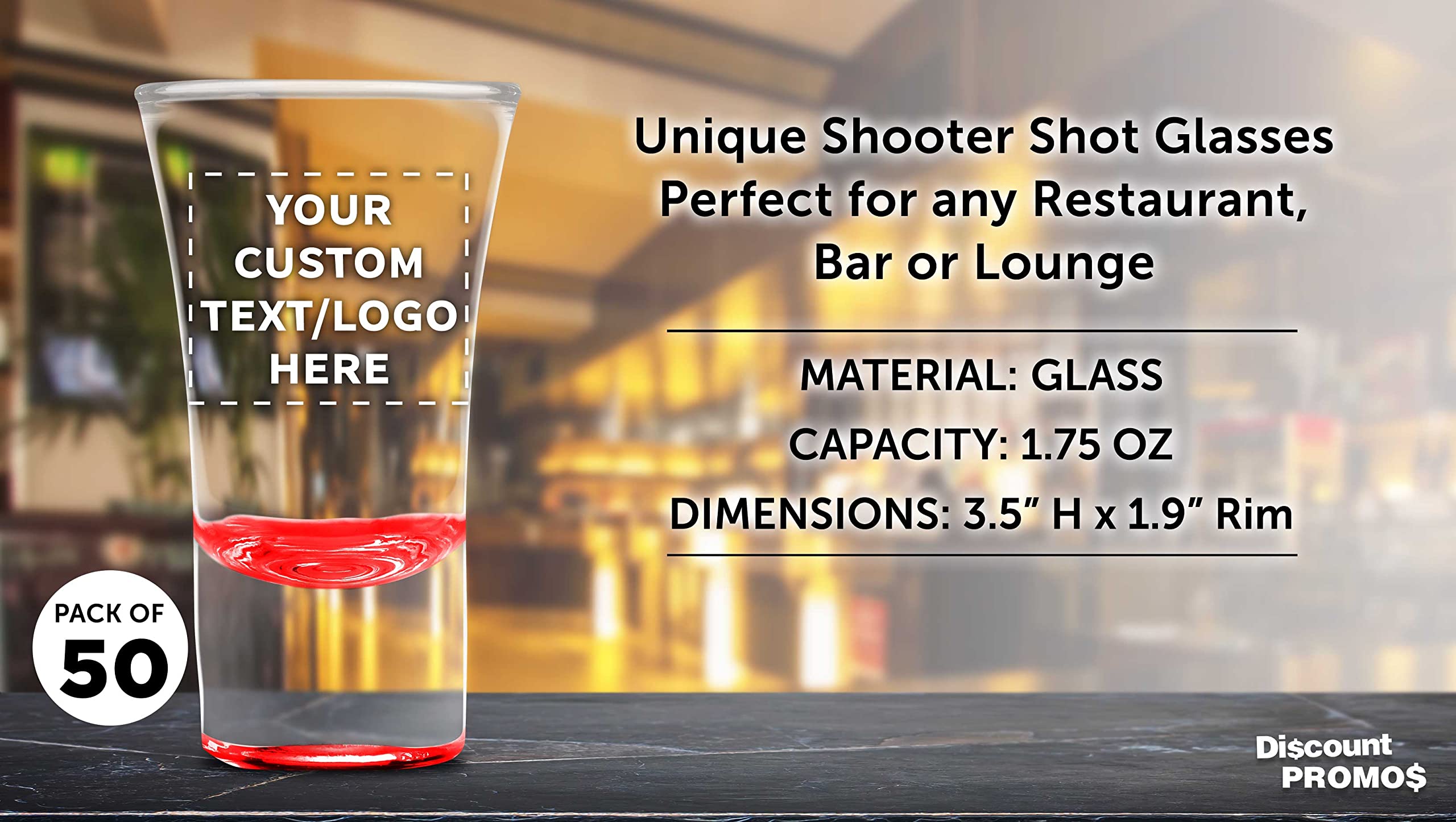 Custom 2 oz. Lord Shooter Etched Shot Glasses (50 Pack) - Personalized Text & Logo - 21st Birthday Party, Bachelor Party, Bar & Lounge Glassware - Red - Perfect for Gifts, Events & Home Bars