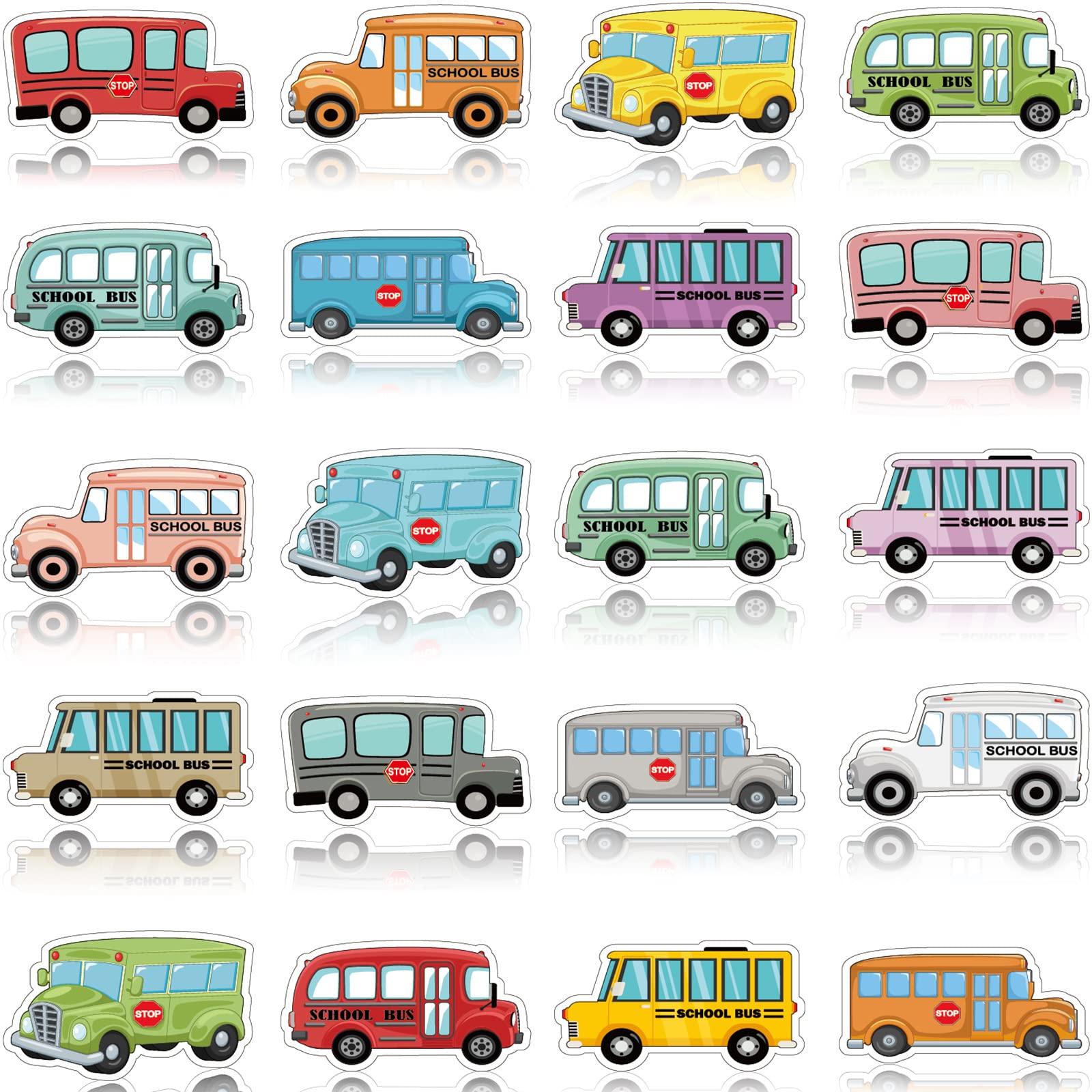 480 Pcs Cute Bus Stickers Album - Bulk Cartoon Transportation Wheels Stickers for DIY Crafts, Scrapbooking & Party Favors - Colorful Art Supplies for Kids, School Projects & Gift Giving