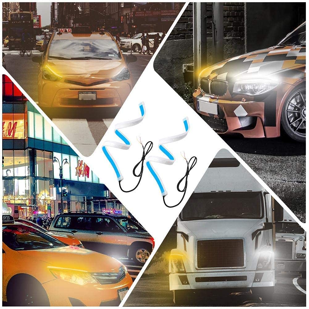 Diurnal LED Car Daytime Running Lights - 60cm Ultra Thin Soft Tube LED Strip with Turn Signal & Flowing Winker - Perfect for Daytime Driving, Safety Enhancement, and Custom Car Styling (Ideal for Sedans, SUVs, and Trucks)