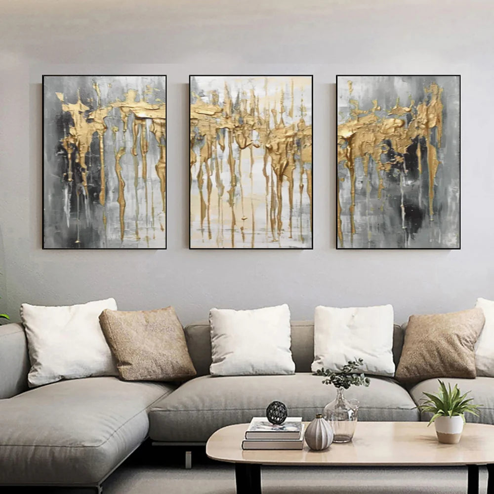 Abstract Painting Set of 3 - Modern Wall Art Canvas Prints #AB136 - Perfect for Living Room, Bedroom & Office Decor