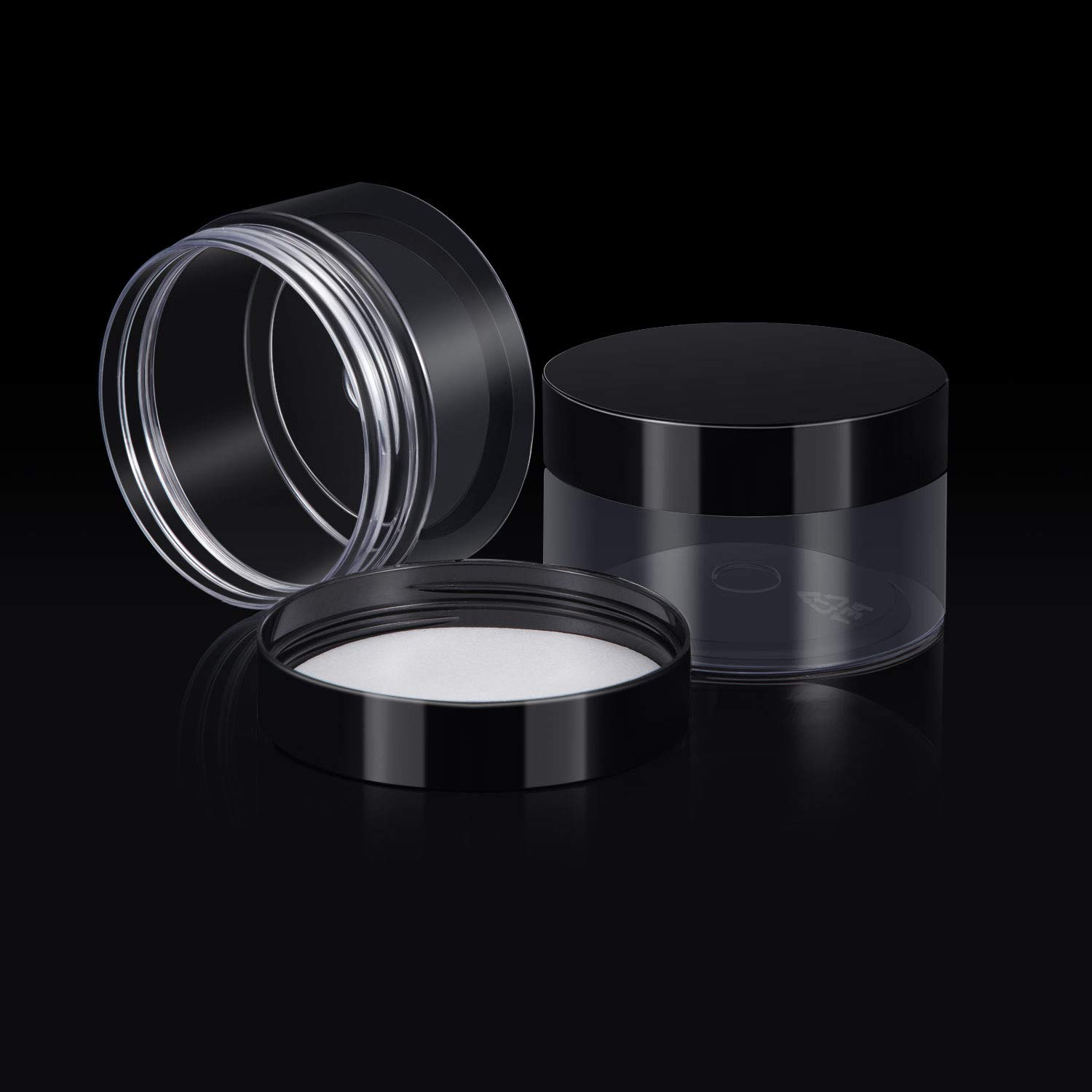 SATINIOR 24-Piece Clear Plastic Jars with Black Lids - 4 oz Round Wide-Mouth Storage Containers for Cosmetics, Creams, Lotions, DIY Crafts & Food Storage | Perfect for Home Organization, Travel & Beauty Products