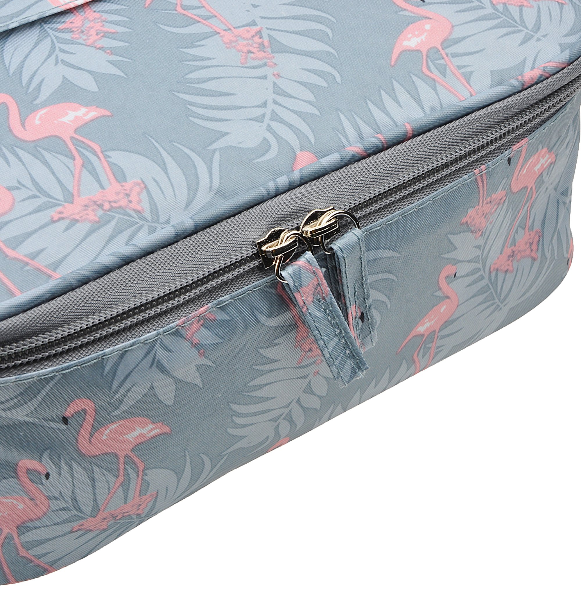 Portable Travel Makeup Brush Organizer Case - Grey Flamingo Cosmetic Bag for Toiletries & Beauty Essentials | Perfect for Vacation, Gym, Business Trips & Daily Use