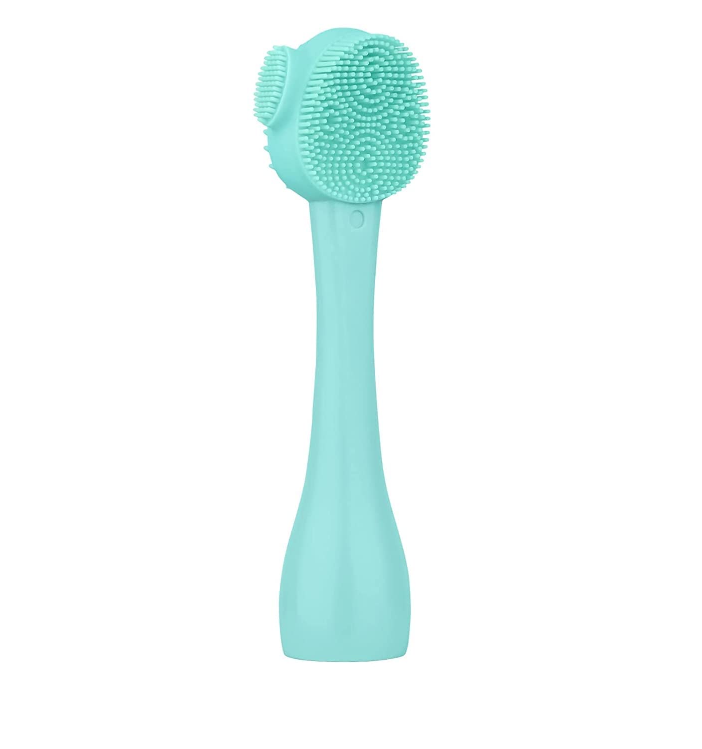SYGA Silicone Face Cleansing Brush - Exfoliating Scrubber with Dual Head & Flexible Spatula for Deep Pore Cleaning, Blackhead Removal & Makeup Application | Perfect for Skincare Routine, Facial Massage & Mask Application (Green)