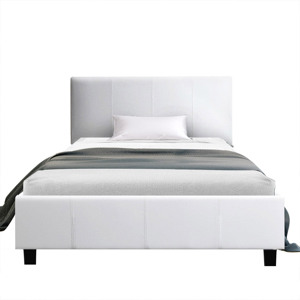 Coogee King Single Bed Frame - White Wooden Platform Bed with Storage, Perfect for Kids Rooms, Guest Bedrooms & Small Spaces