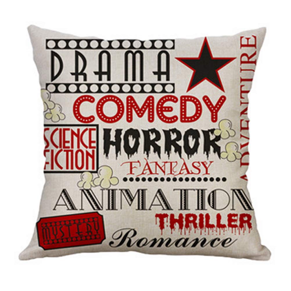 4 Pack Floral Movie Pattern Pillow Covers - 18x18 Inch Cotton Linen Throw Pillow Cases for Sofa, Bed, Couch - Home Decor Cushion Covers with Sunshine Design - Perfect for Living Room, Bedroom & Home Theater Decor
