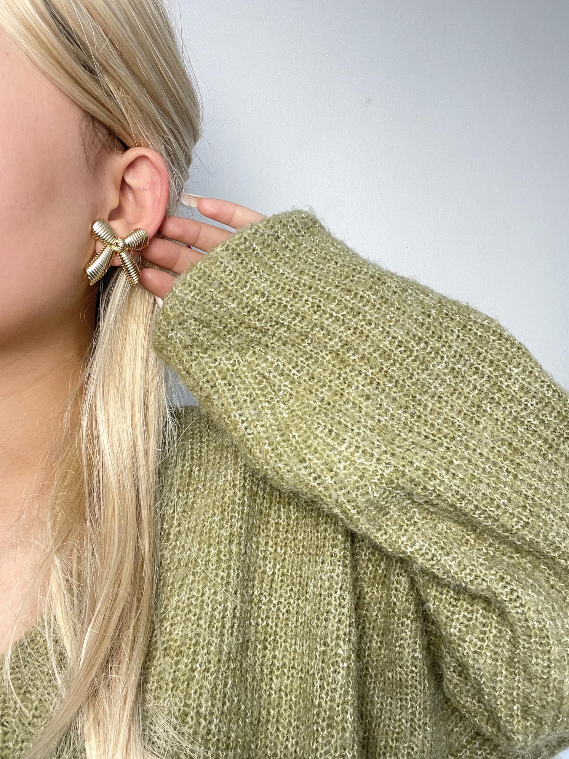 Gold Bow Earrings for Women & Girls - Trendy Bow Ribbon Stud Earrings Jewelry | Elegant Christmas Gift for Her | Perfect for Weddings, Parties & Everyday Wear