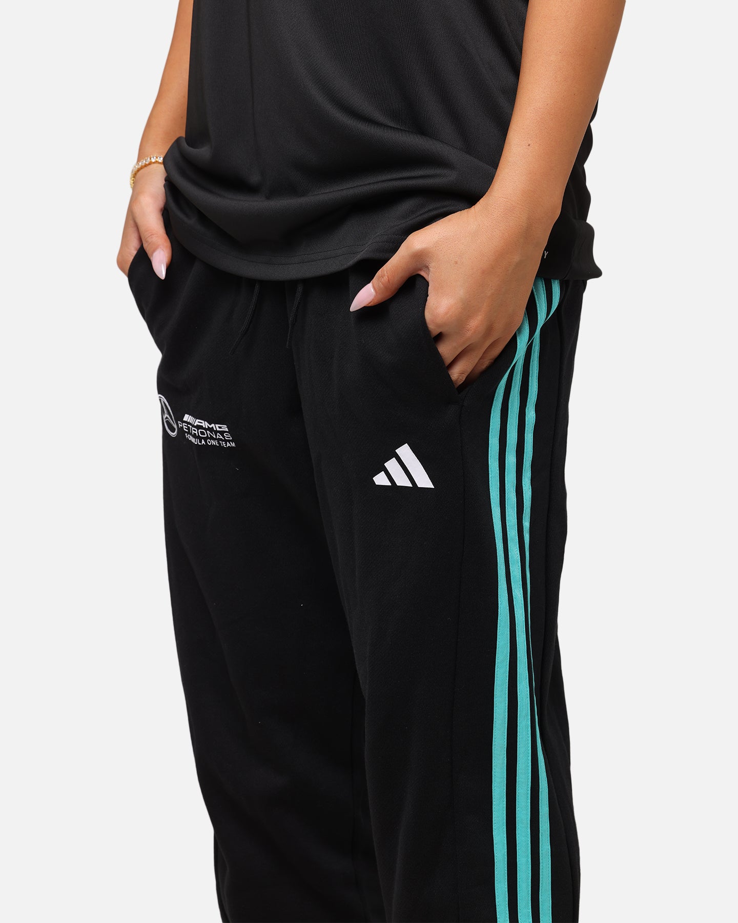Adidas x Mercedes AMG PETRONAS F1 DNA Joggers - Black & White Men's Athletic Pants for Running, Training & Casual Wear