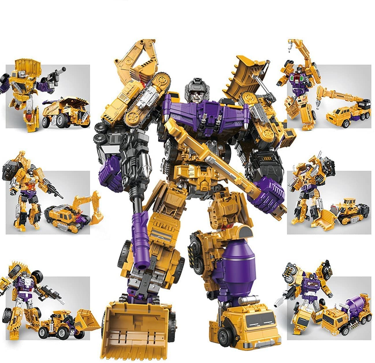 6-in-1 Transformable Dinosaur King Kong Series Robot Model Toy - Engineering Vehicle Deformation Playset for Kids | STEM Learning & Action Figure Collection