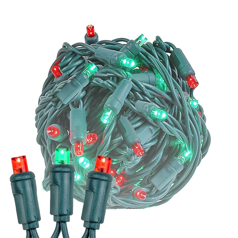 25FT 50 LED Christmas String Lights - Commercial Grade Indoor/Outdoor Waterproof Mini Tree Lights with 40,000 Hours Lifespan (Red/Green) - Perfect for Holiday Decorations, Parties, and Outdoor Lighting
