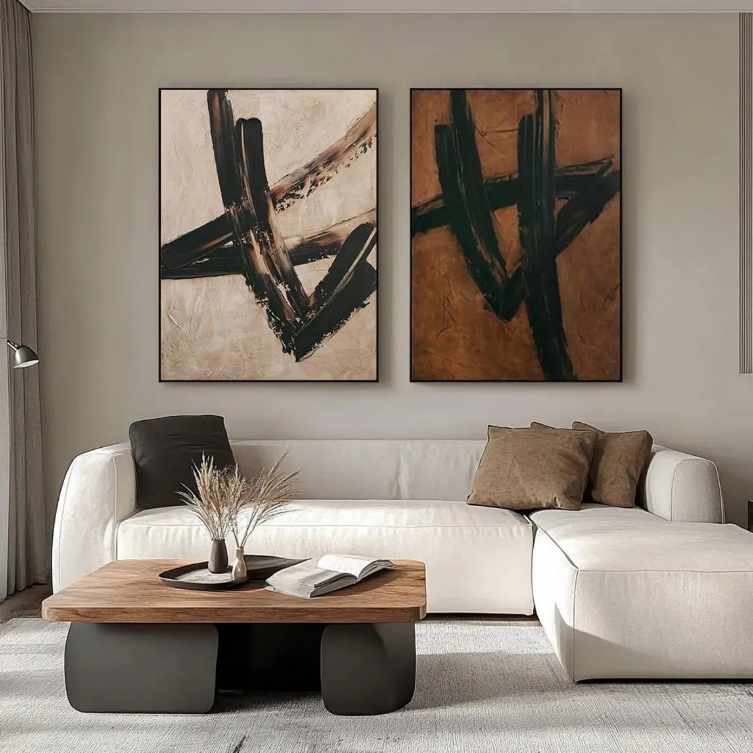 Abstract Tranquility Set of 2 Wall Art Paintings - Modern Canvas Prints for Living Room, Bedroom & Office Decor #WS302