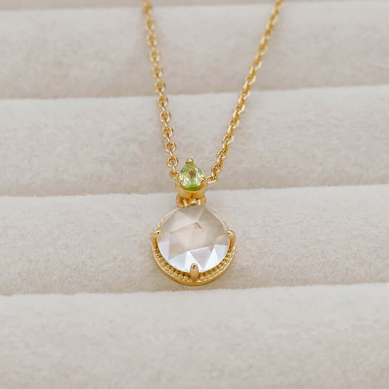 Faceted Peridot and Amethyst Green Gemstone Necklace for Women | Elegant Handmade Jewelry Gift for Birthday, Anniversary & Special Occasions | TB2210A