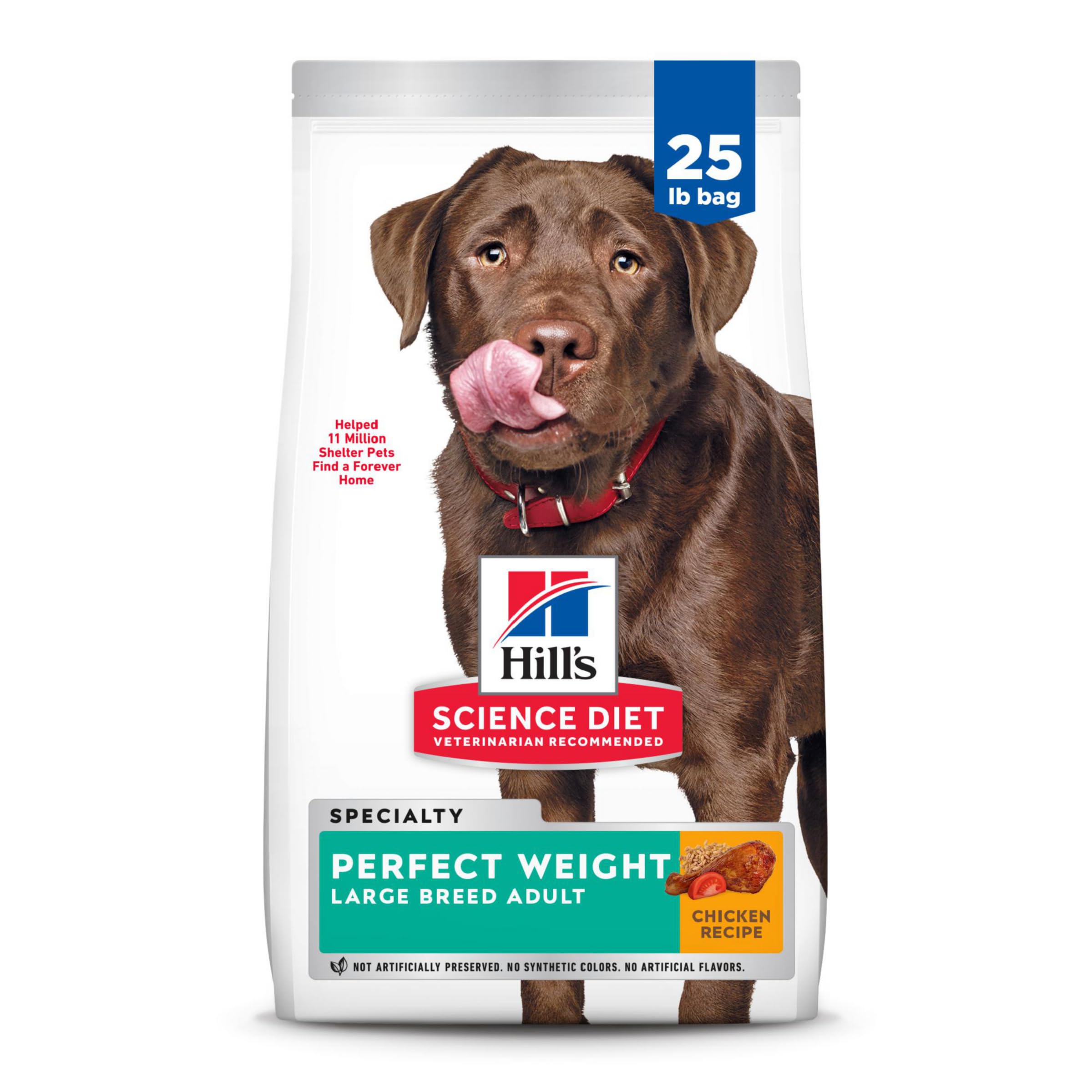 Hill's Science Diet Perfect Weight Dry Dog Food for Large Breed Adults 1-5 Years - Chicken Recipe, 25 lb Bag - Weight Management Support for Healthy Lifestyle