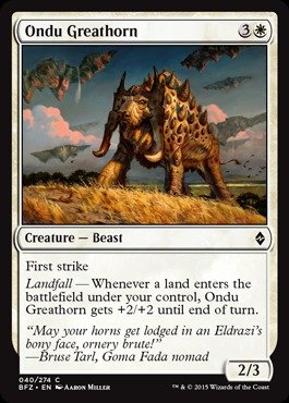 Magic The Gathering - Ondu Greathorn (040/274) Foil Card - Battle for Zendikar Expansion - MTG Collectible Trading Card Game - Perfect for Deck Building and Strategy Battles