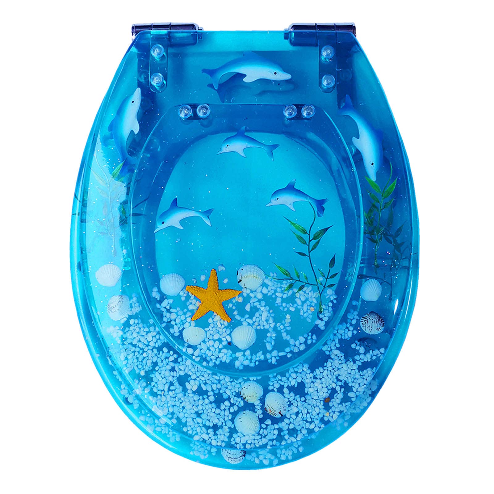 YiLing Toilet Seat with Built-in Child Seat - Blue Plastic Ocean Style Toilet Seat for Adults & Kids - Easy to Install & Clean with Mounting Accessories - Perfect for Family Bathrooms & Child-Friendly Homes