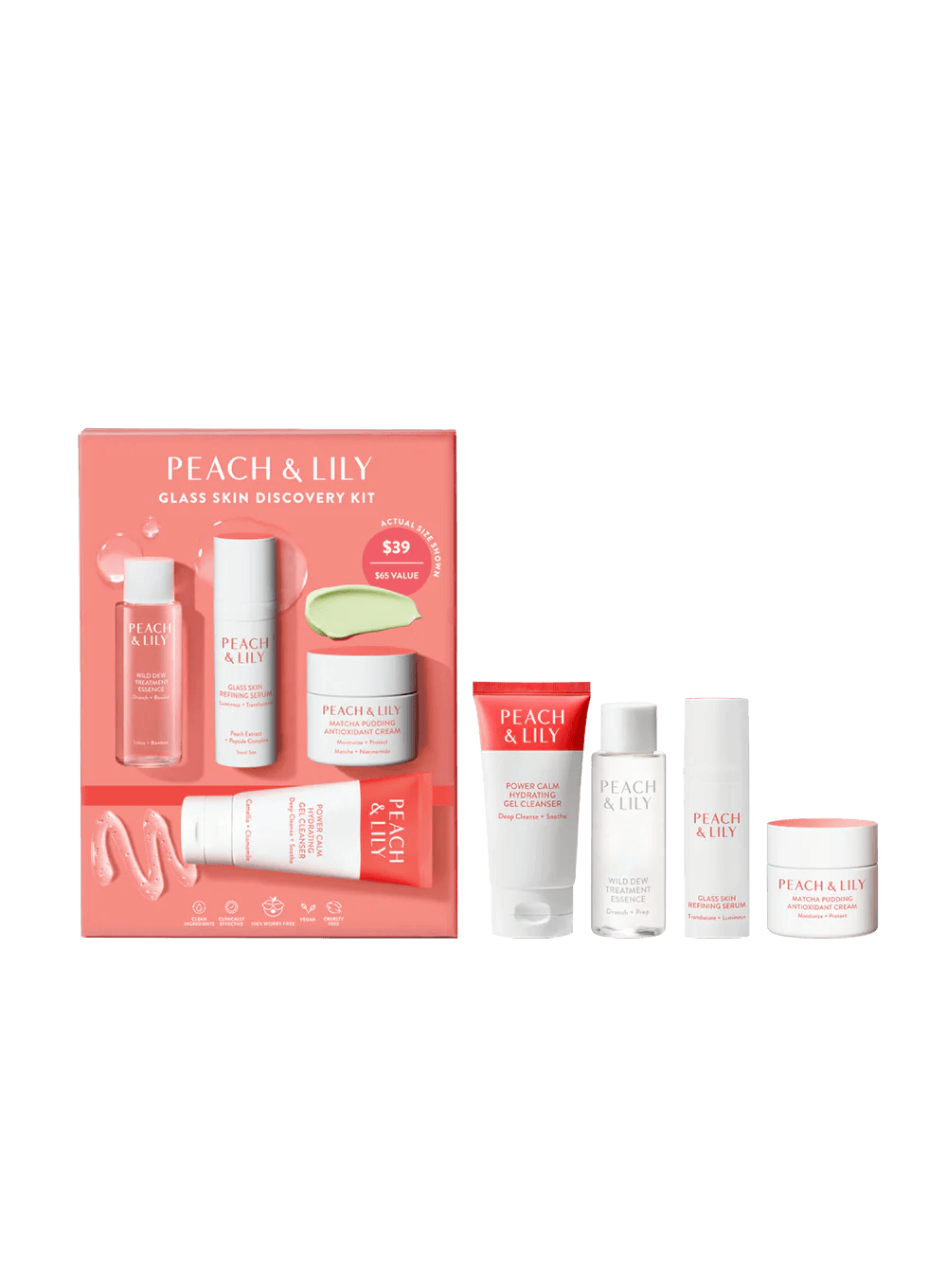 Peach & Lilly Glass Skin Discovery Kit - Korean Skincare Set for Glowing Skin | Hydrating & Brightening Routine for Day & Night Use