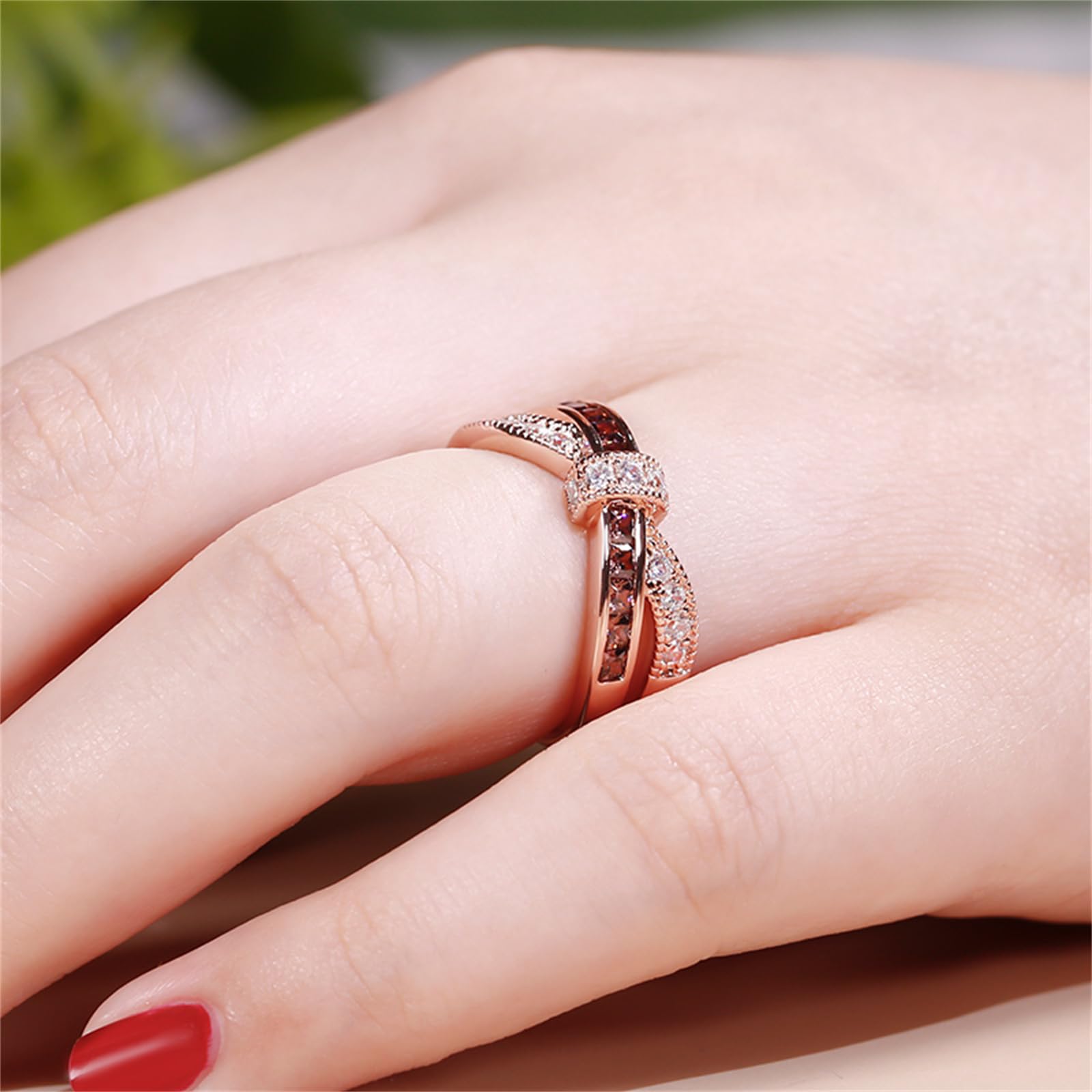 Jeulia Sterling Silver Crossover Women's Band Ring - Elegant Promise & Engagement Ring for Her with Gift Jewelry Box | Anniversary, Wedding, Valentine's Day Gift Idea
